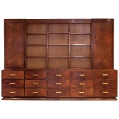 Large Mahogany Art Deco Style Bookcase, 20th Century
