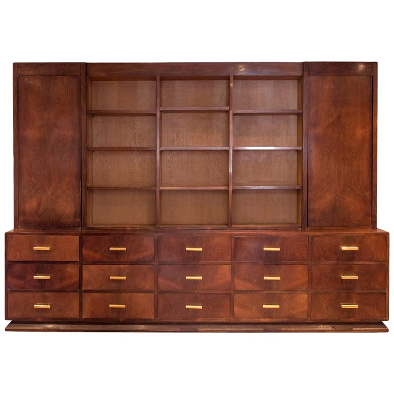 Large Mahogany Art Deco Style Bookcase, 20th Century at 1stDibs