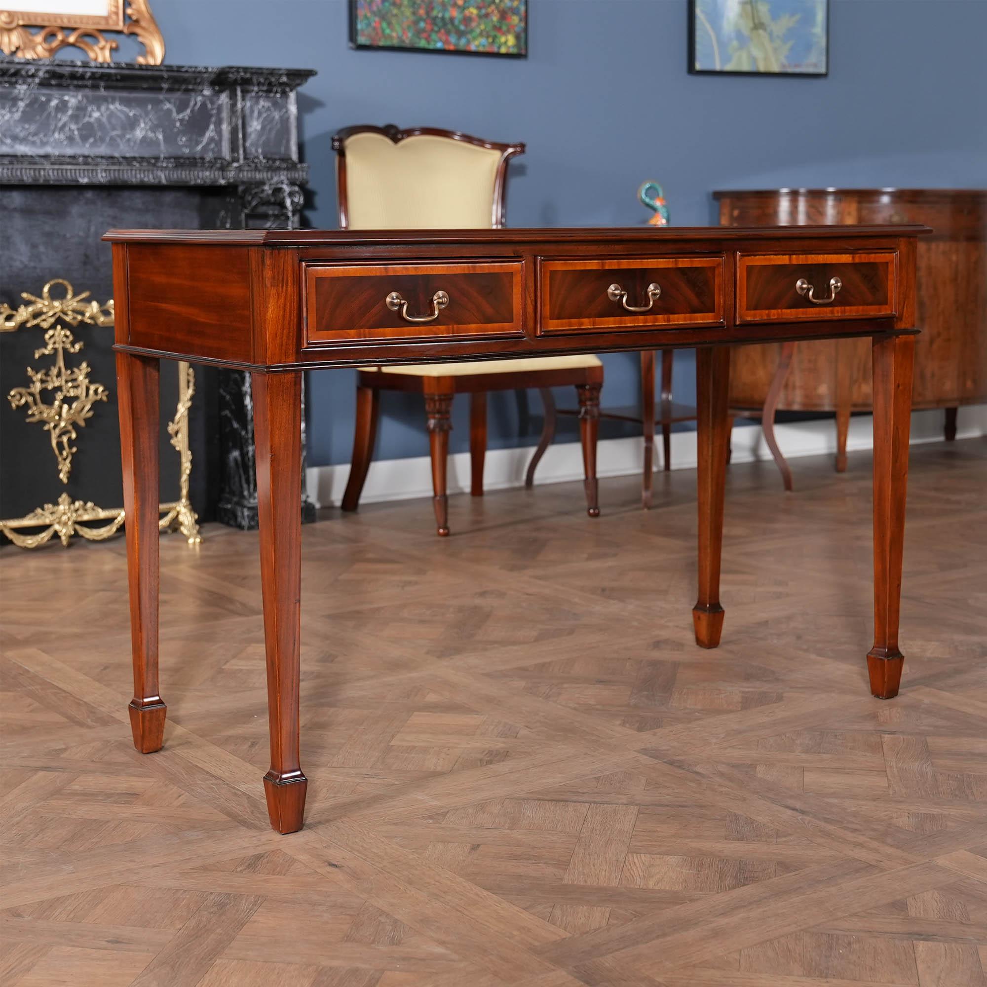 Contemporary Large Mahogany Banded Console For Sale