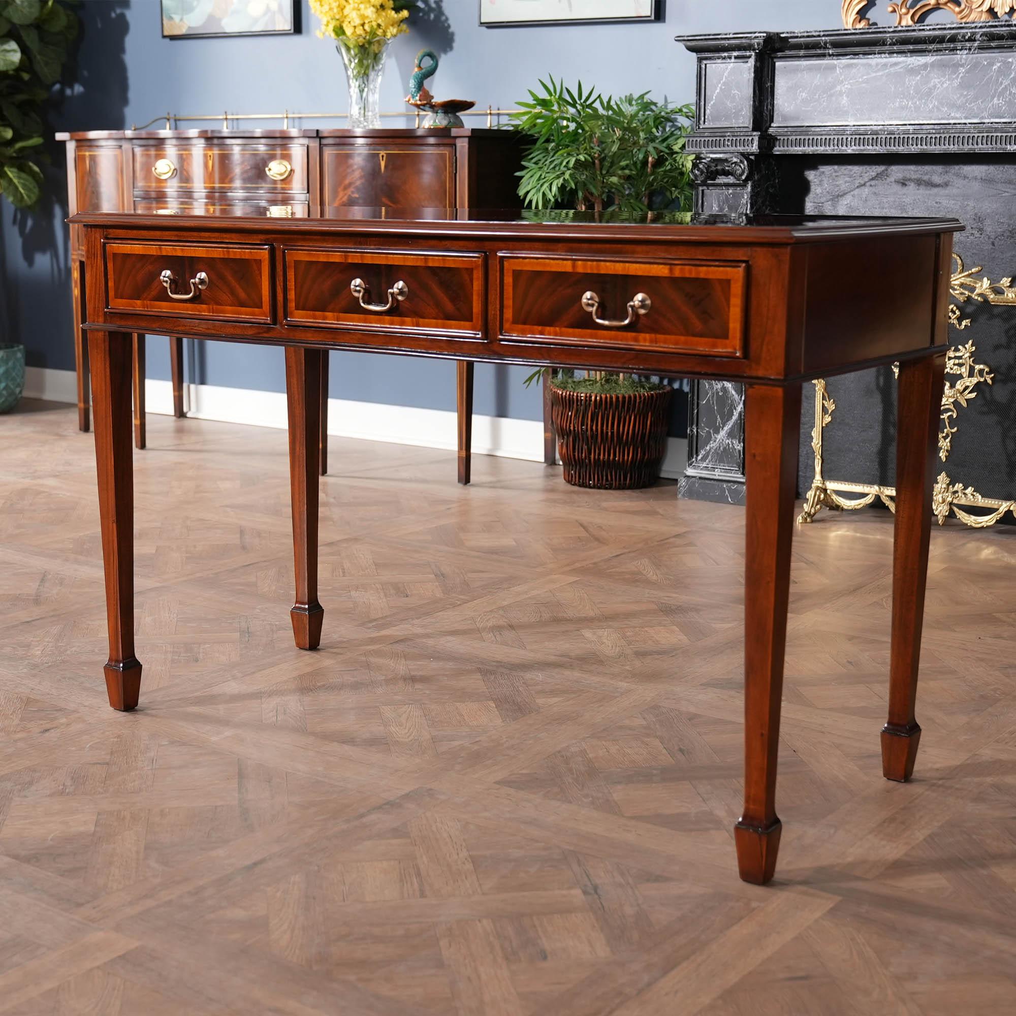 Large Mahogany Banded Console For Sale 1