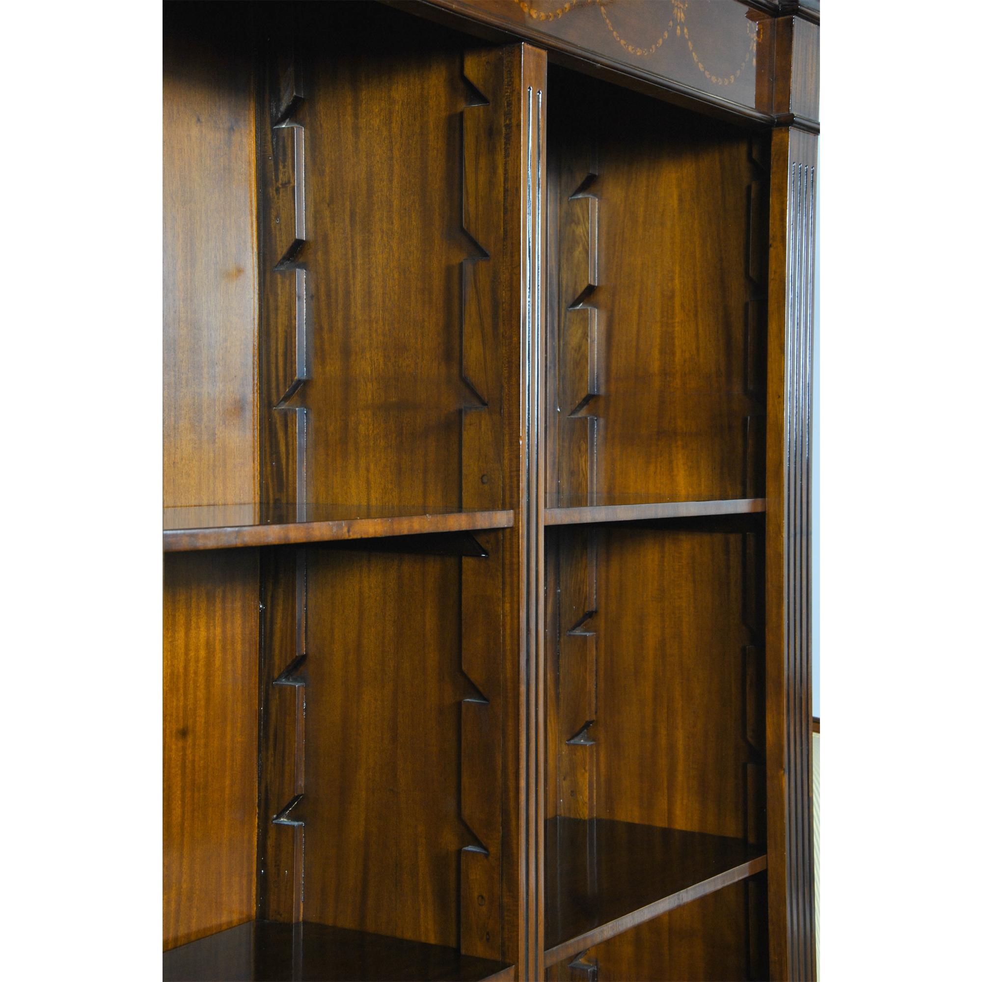 Hand-Carved Large Mahogany Bookcase For Sale