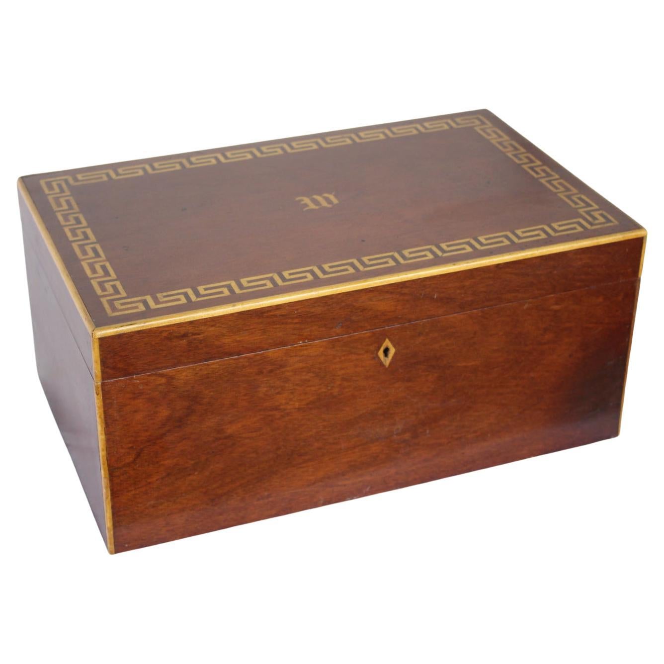 Large Mahogany Box Inlaid with Satinwood with a "W"