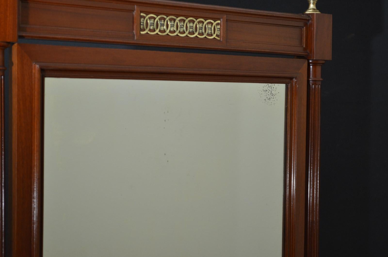 Large Mahogany Cheval Mirror For Sale 2