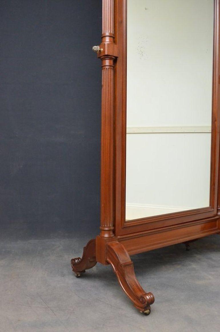 Large Mahogany Cheval Mirror For Sale 1