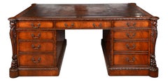 Large Mahogany Chippendale Style Partners Desk