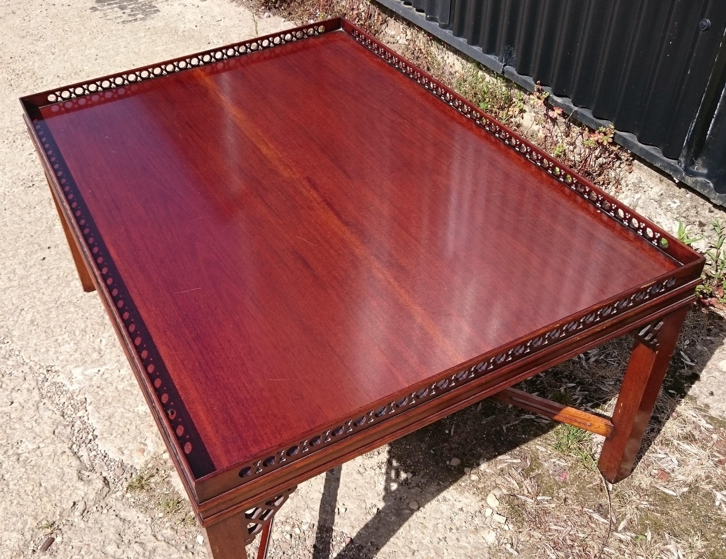 British Large Mahogany Coffee Table in the Manner of Thomas Chippendale