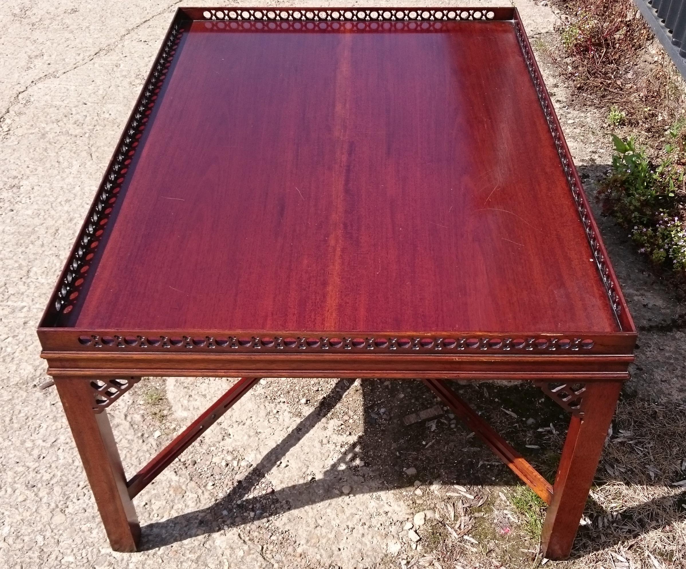Large Mahogany Coffee Table in the Manner of Thomas Chippendale 1