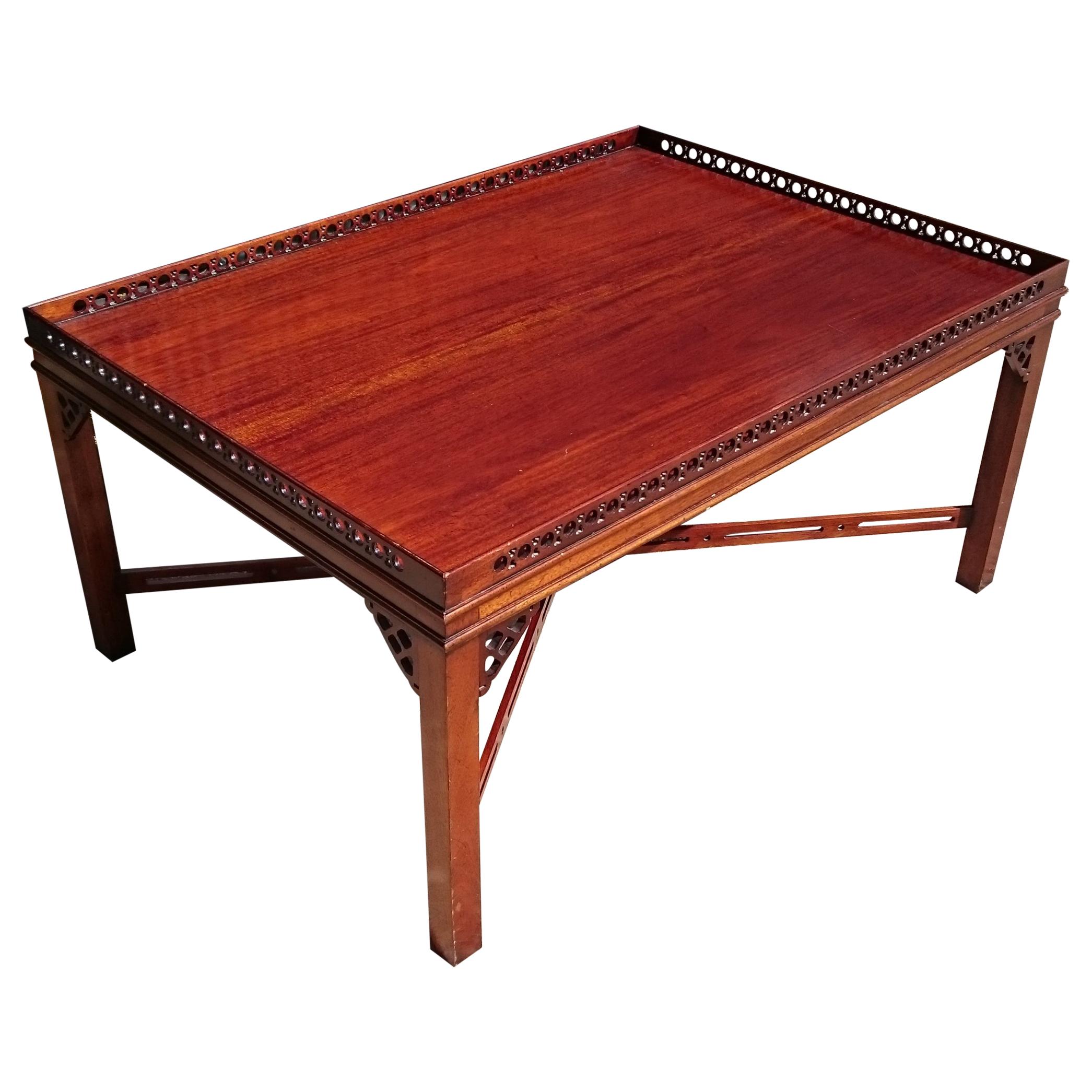 Large Mahogany Coffee Table in the Manner of Thomas Chippendale