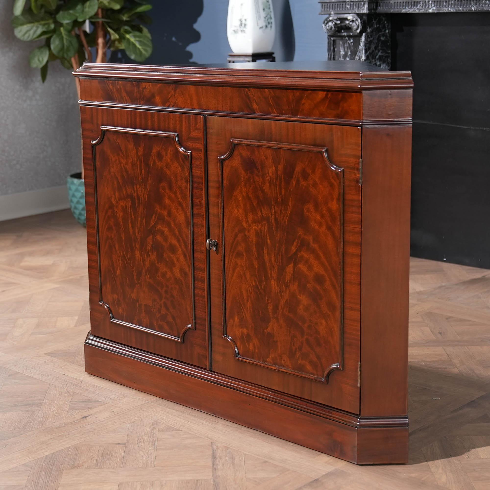 Hand-Carved Large Mahogany Corner Cabinet For Sale