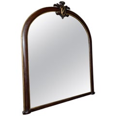 Large Mahogany, Crested Overmantle Mirror