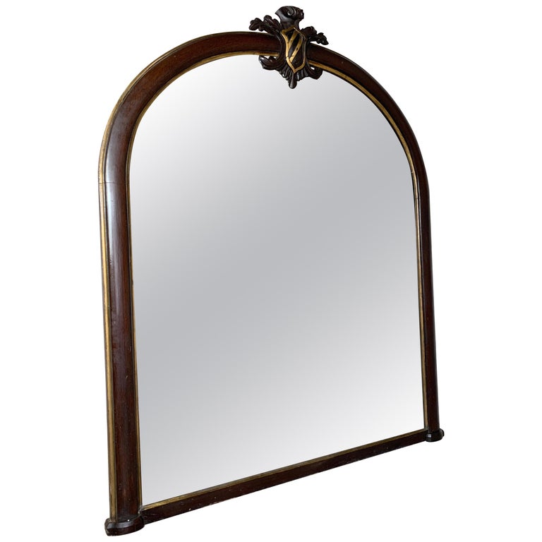Large Mahogany, Crested Overmantle Mirror at 1stDibs