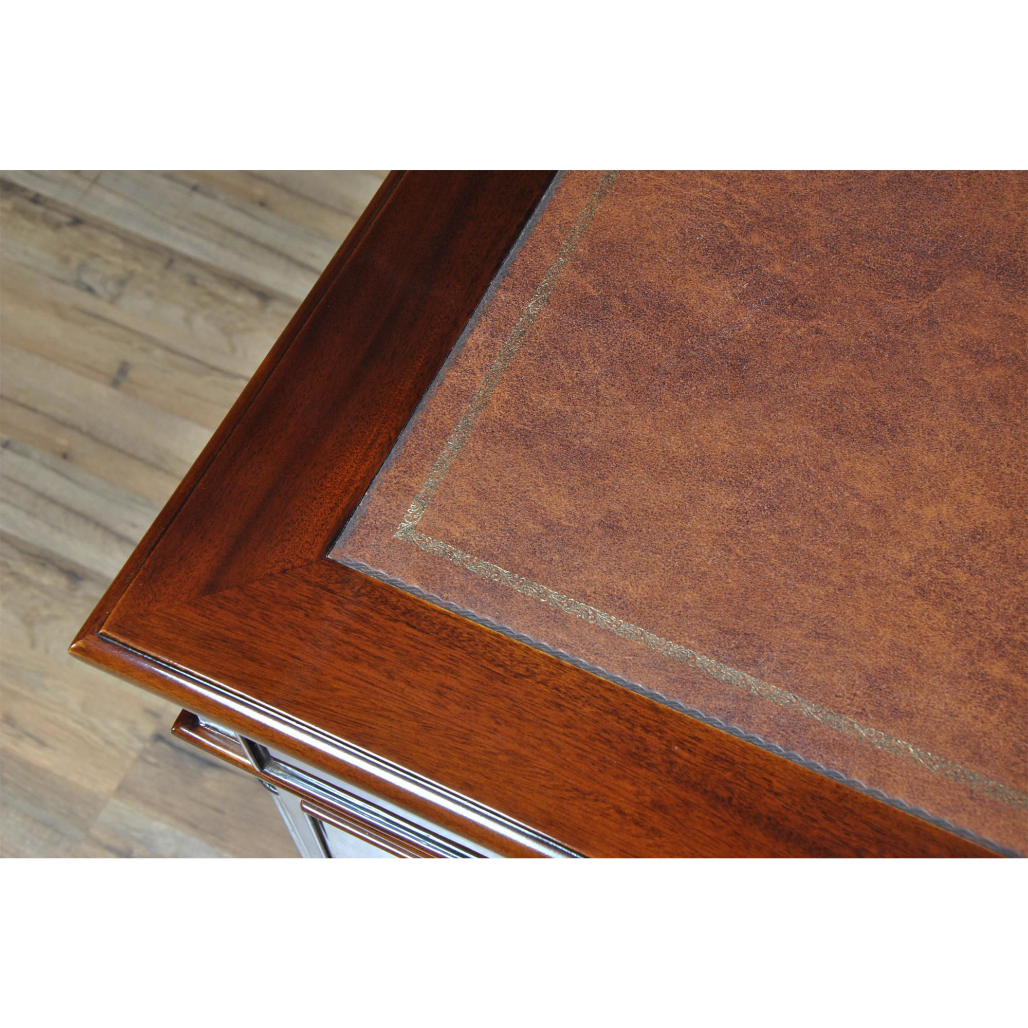 Hand-Carved Large Mahogany Executive Desk For Sale
