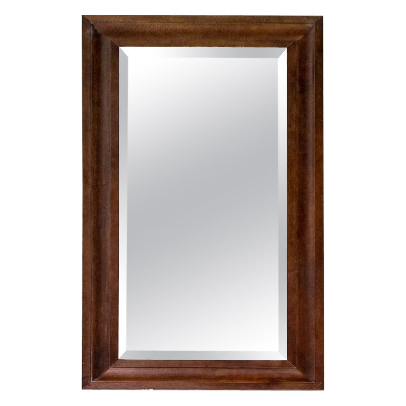 Large Mahogany Floor Mirror With Beveled Glass