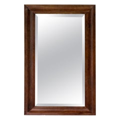 Large Mahogany Floor Mirror With Beveled Glass