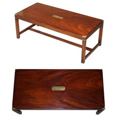 Large Mahogany Kennedy Harrods London Military Campaign Coffee Cocktail Table
