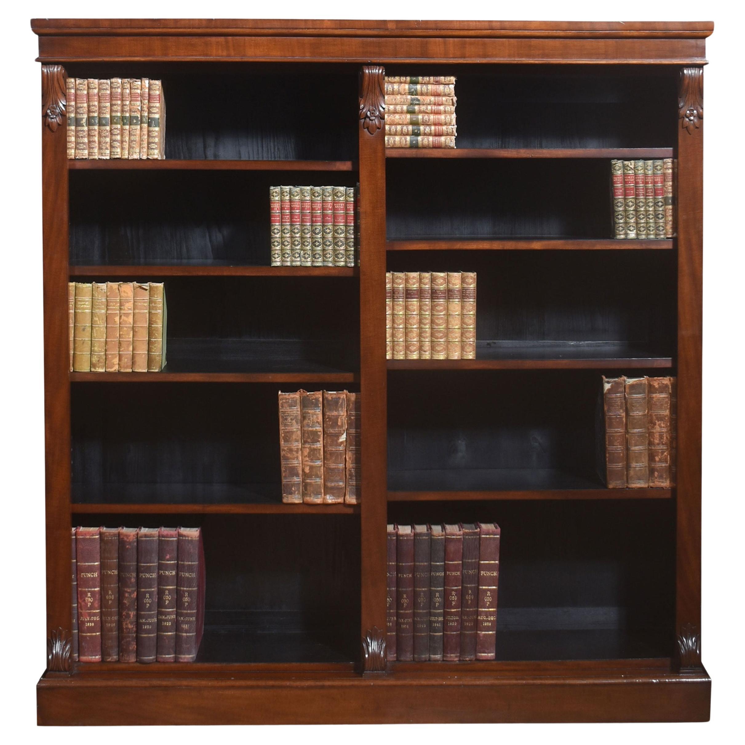 Large mahogany open bookcase For Sale
