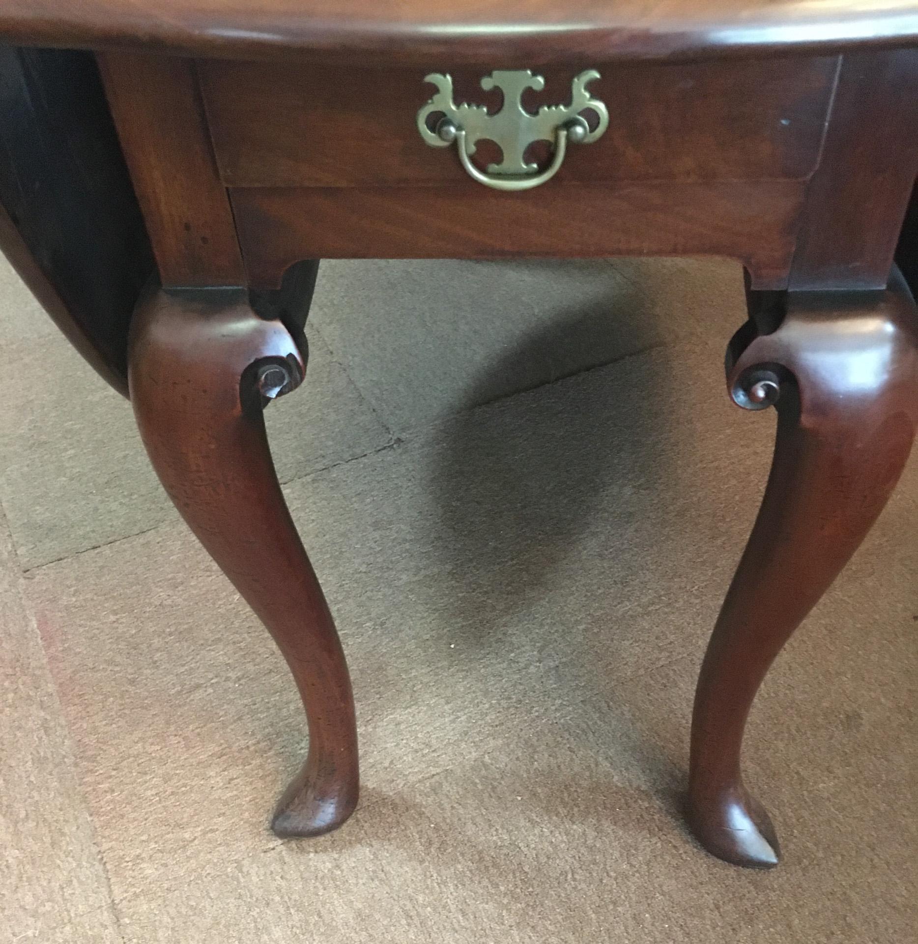 English Large Mahogany Oval Queen Anne Drop Leaf Dining Table/ Console