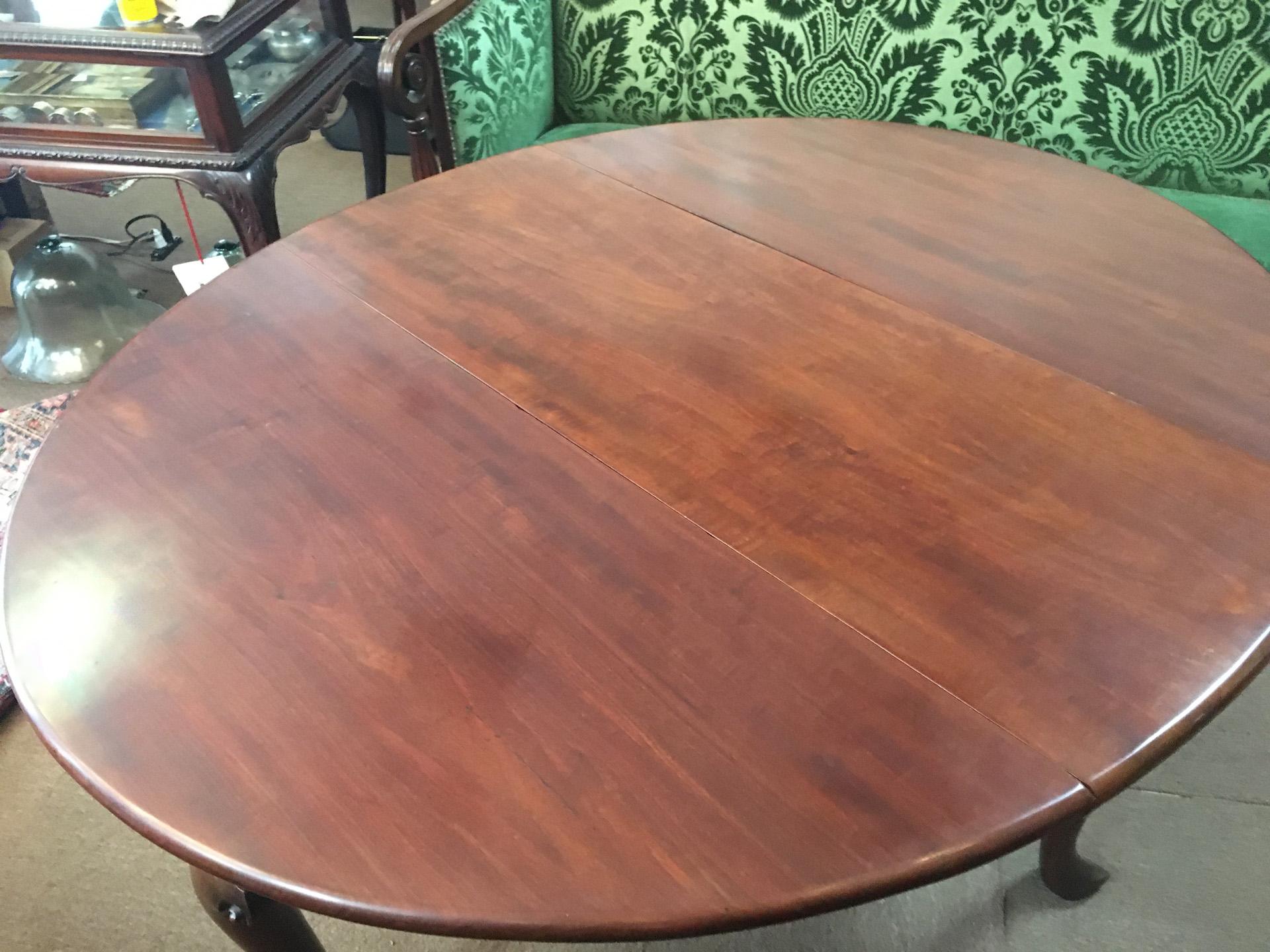 Large Mahogany Oval Queen Anne Drop Leaf Dining Table/ Console 1