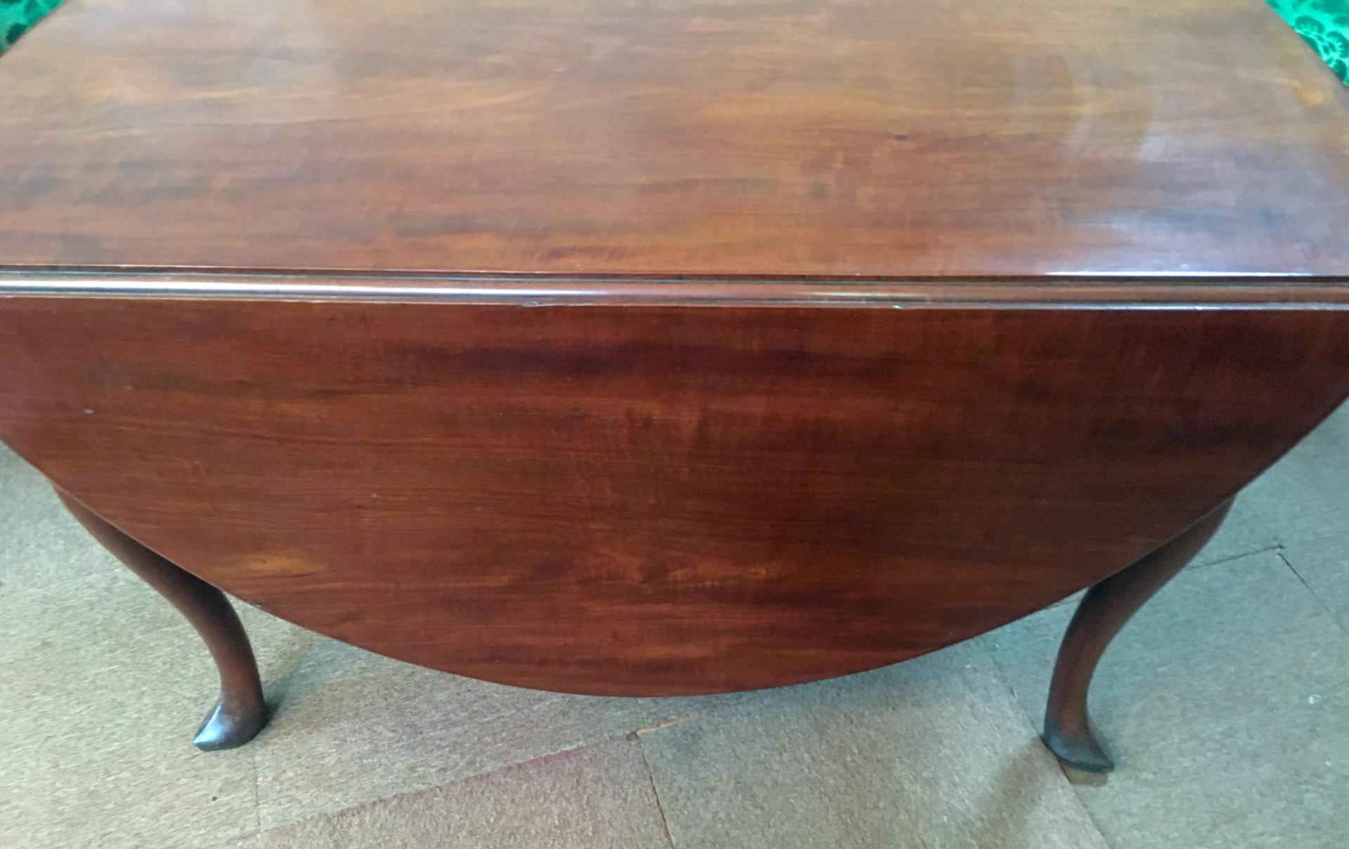 Large Mahogany Oval Queen Anne Drop Leaf Dining Table/ Console 2