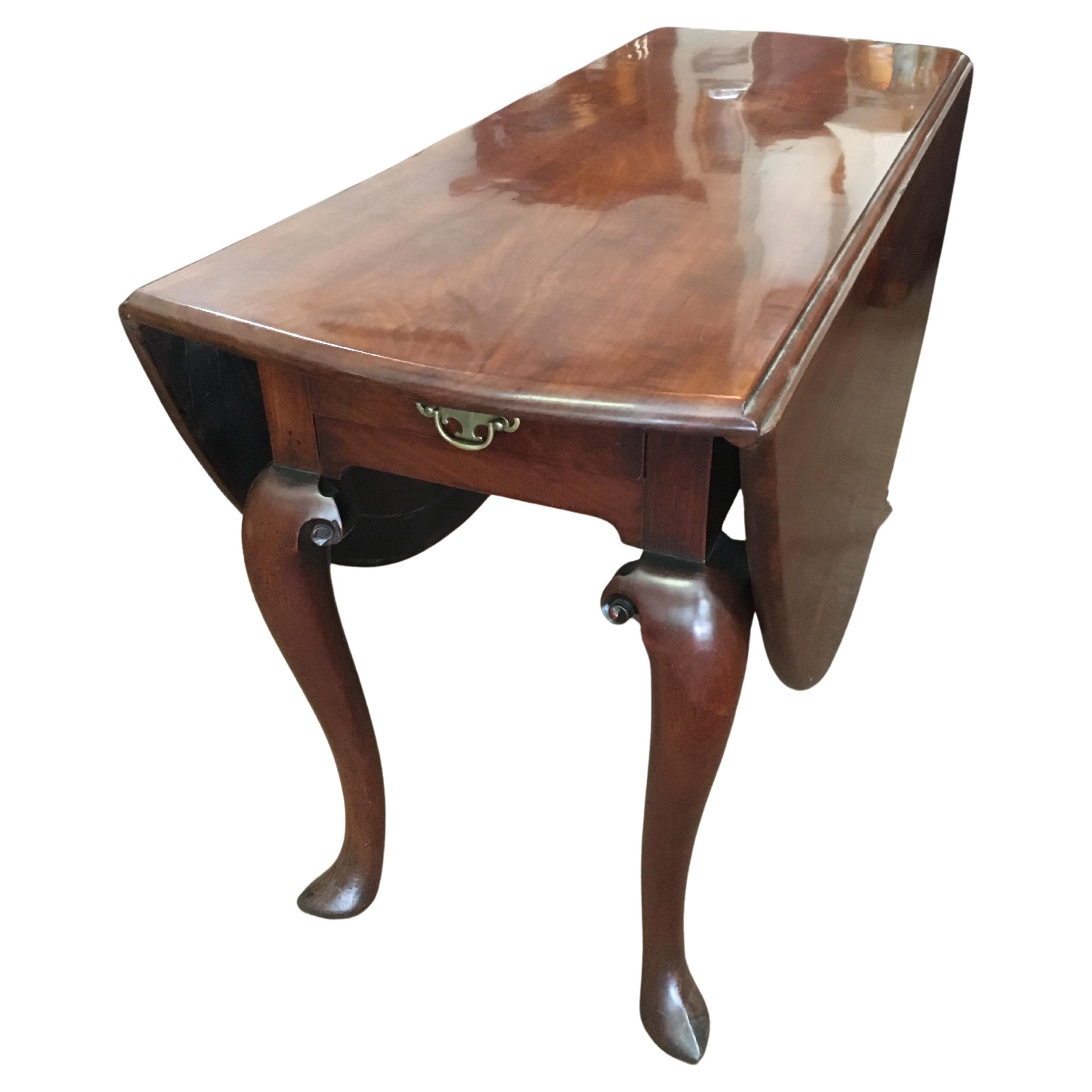Large Mahogany Oval Queen Anne Drop Leaf Dining Table/ Console For Sale