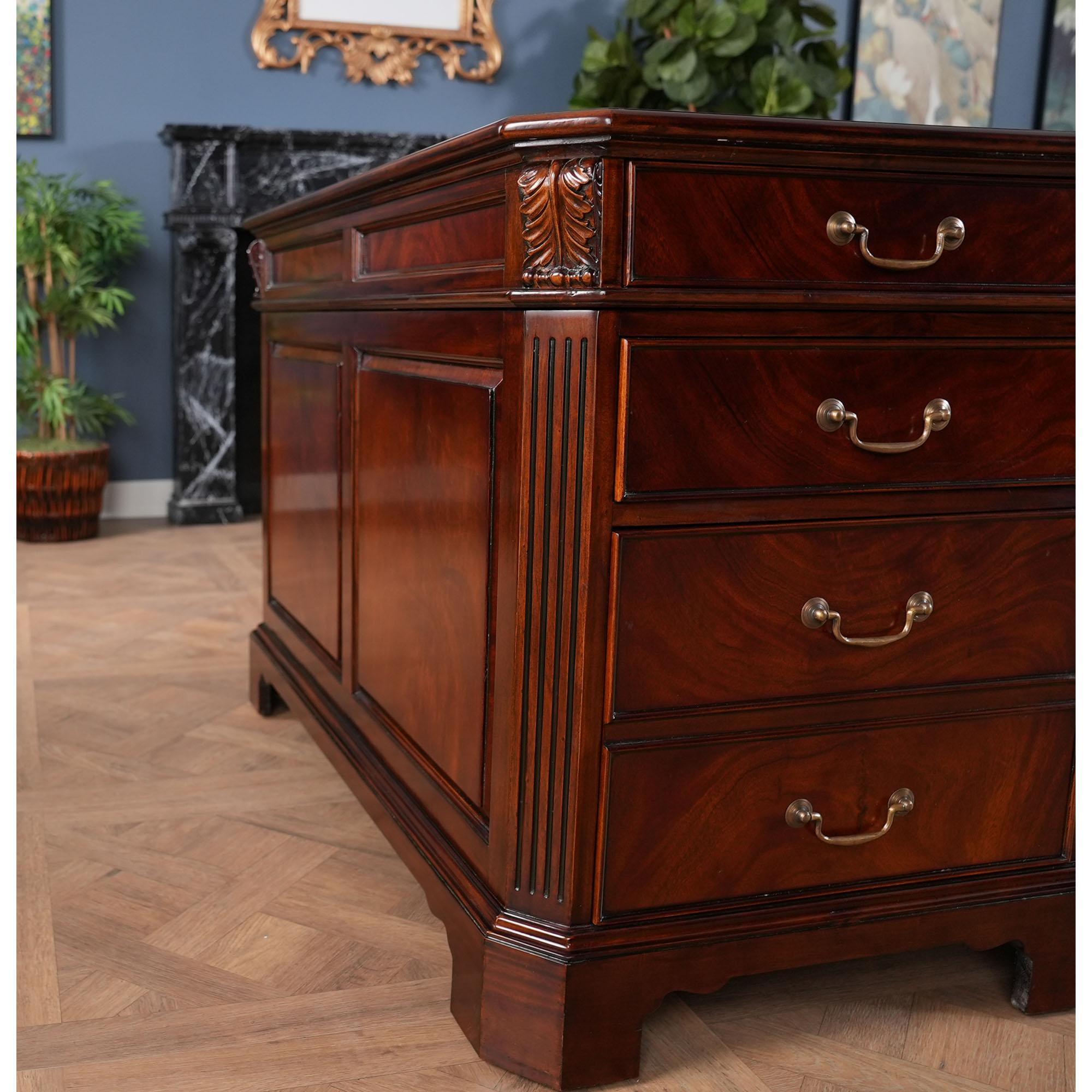 Large Mahogany Partner Desk For Sale 6