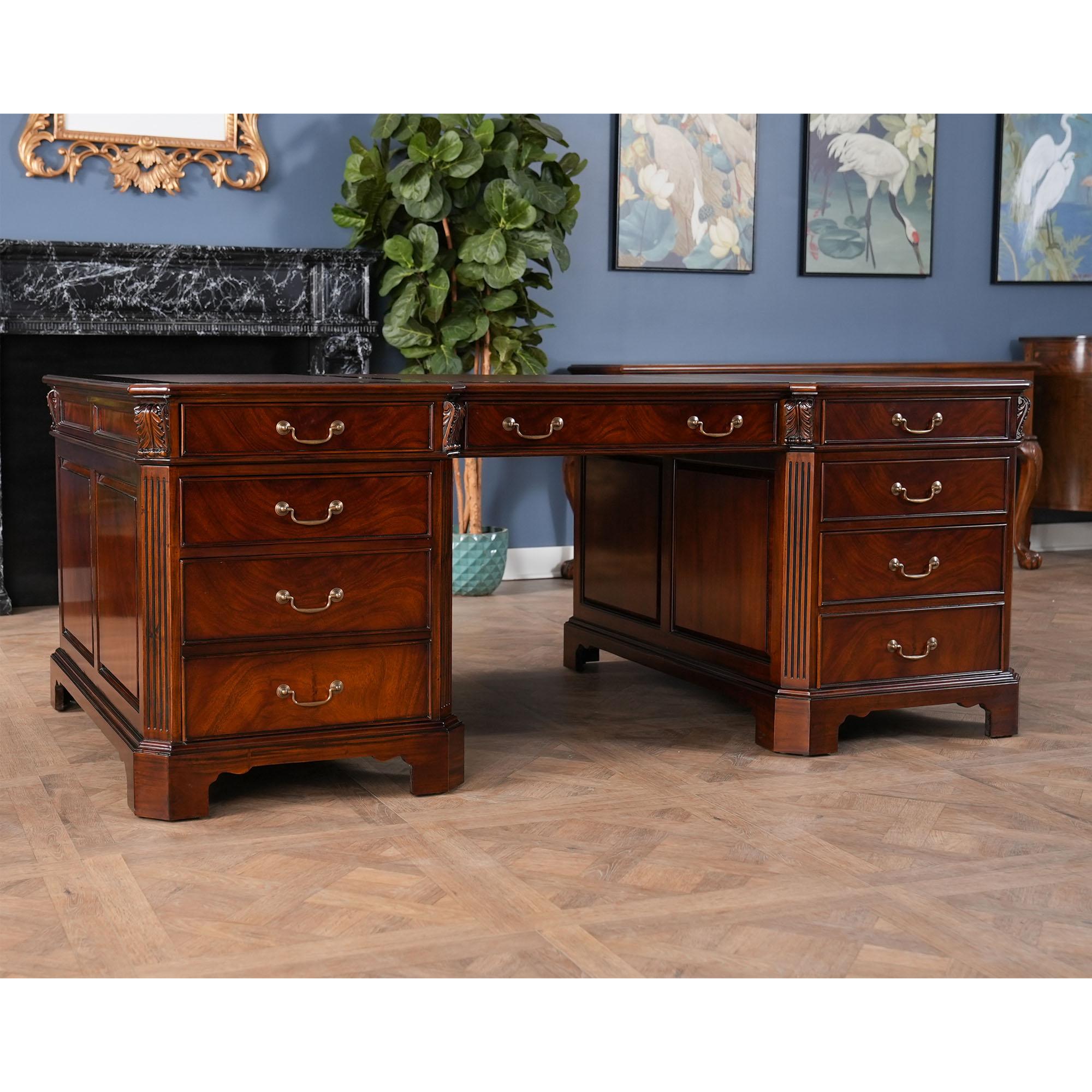 Large Mahogany Partner Desk In New Condition For Sale In Annville, PA