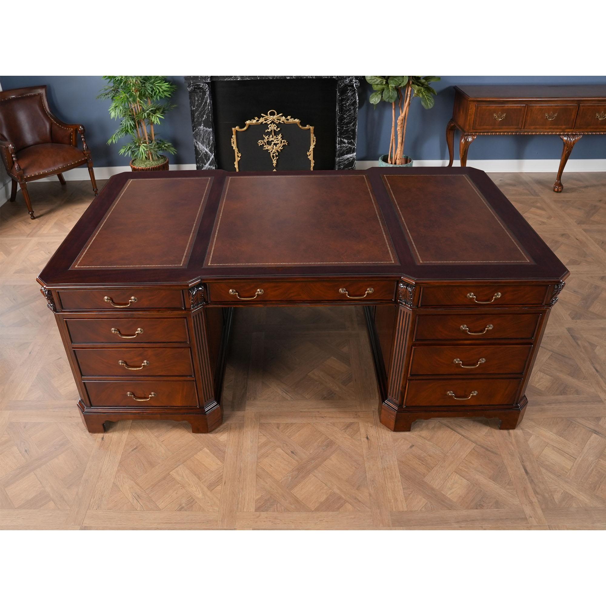 Large Mahogany Partner Desk For Sale 1