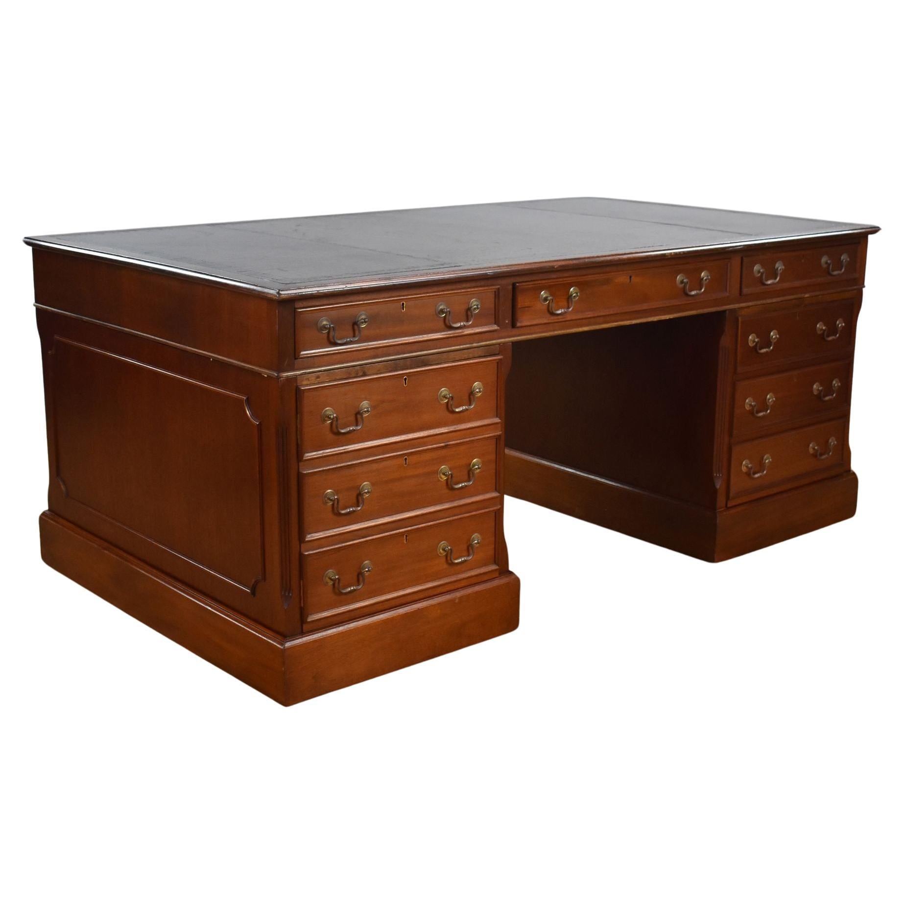 Large Mahogany Partners Desk