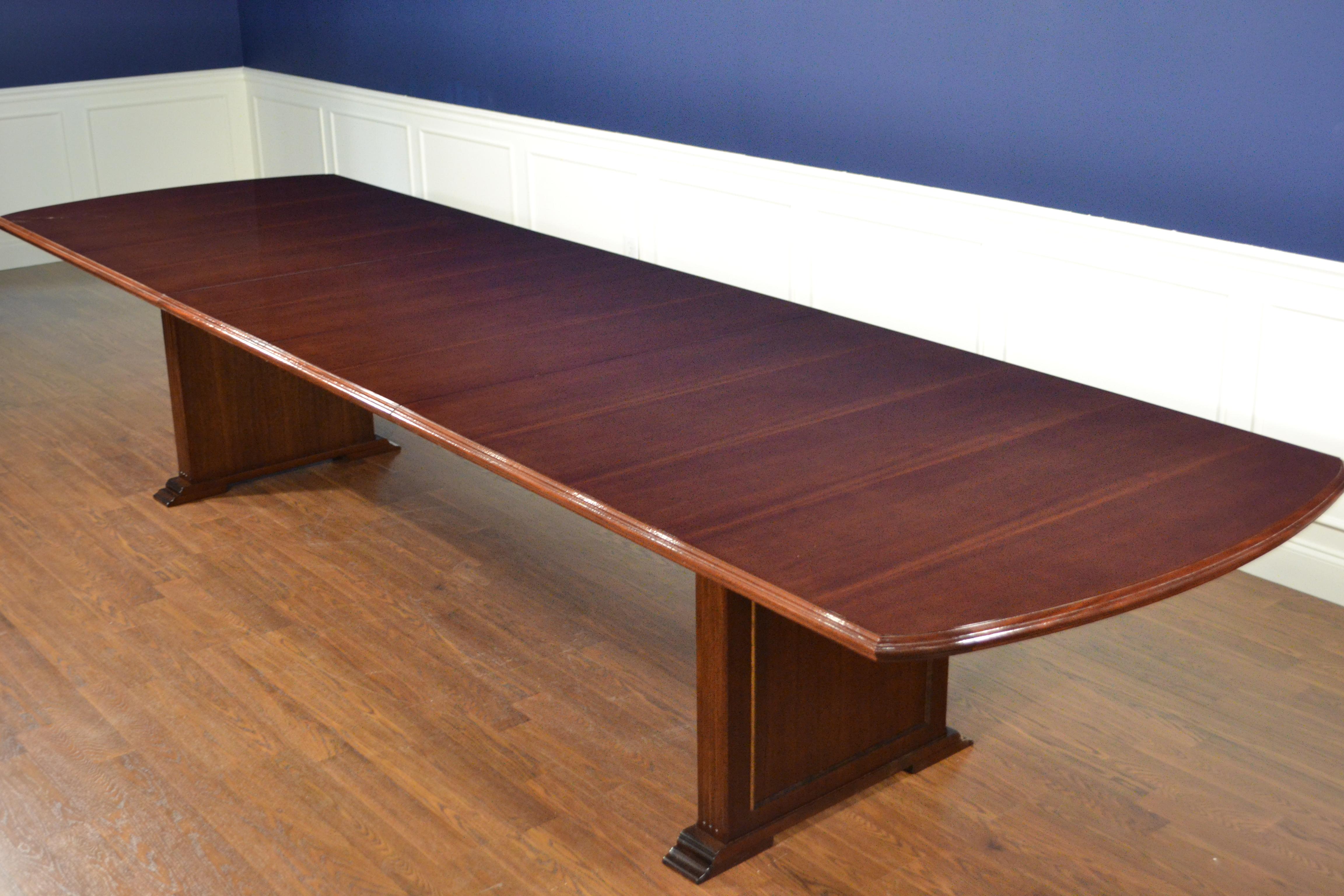 Large Mahogany Rectangular Pedestal Conference Table by Leighton Hall For Sale 4