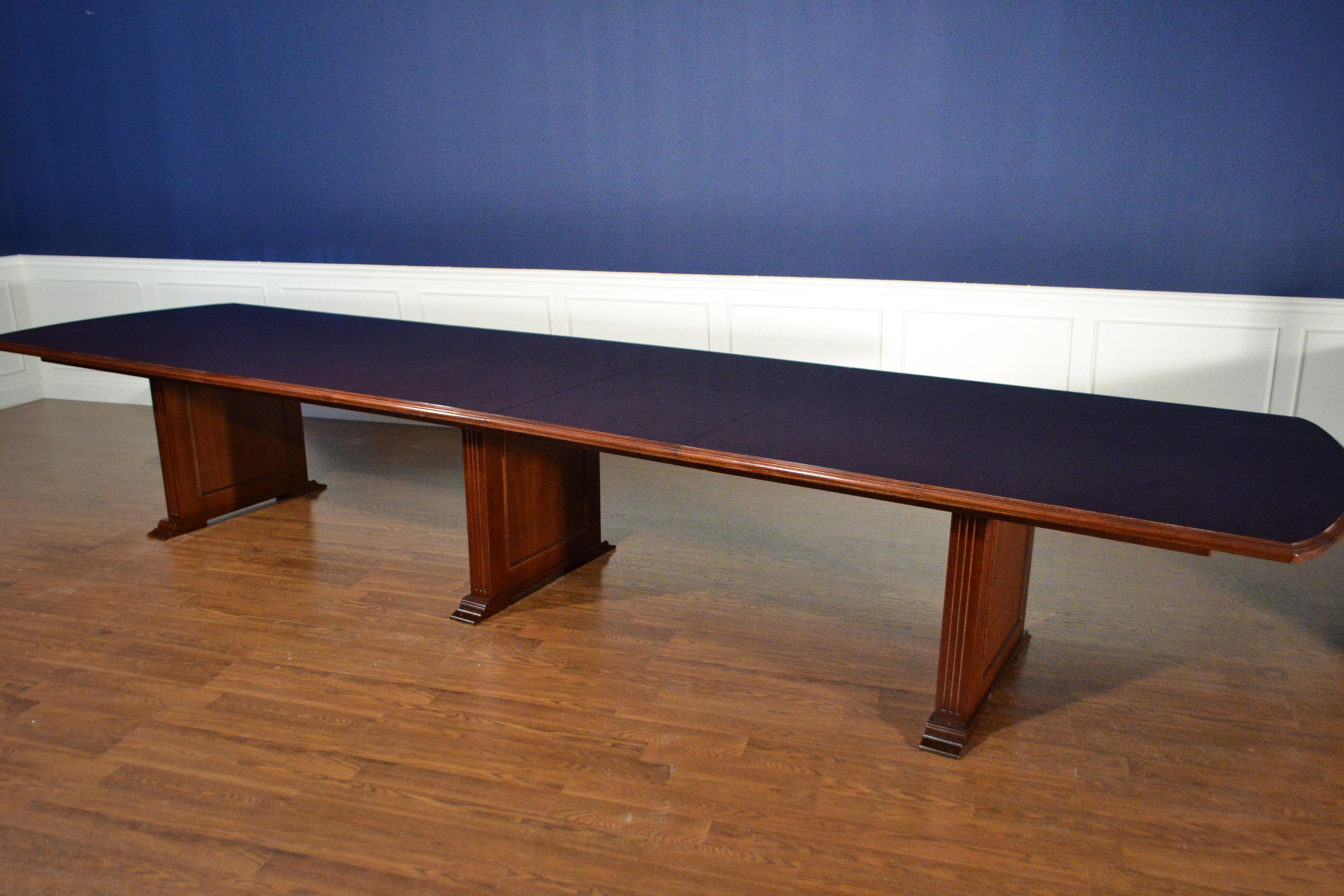 Modern Large Mahogany Rectangular Pedestal Conference Table by Leighton Hall For Sale