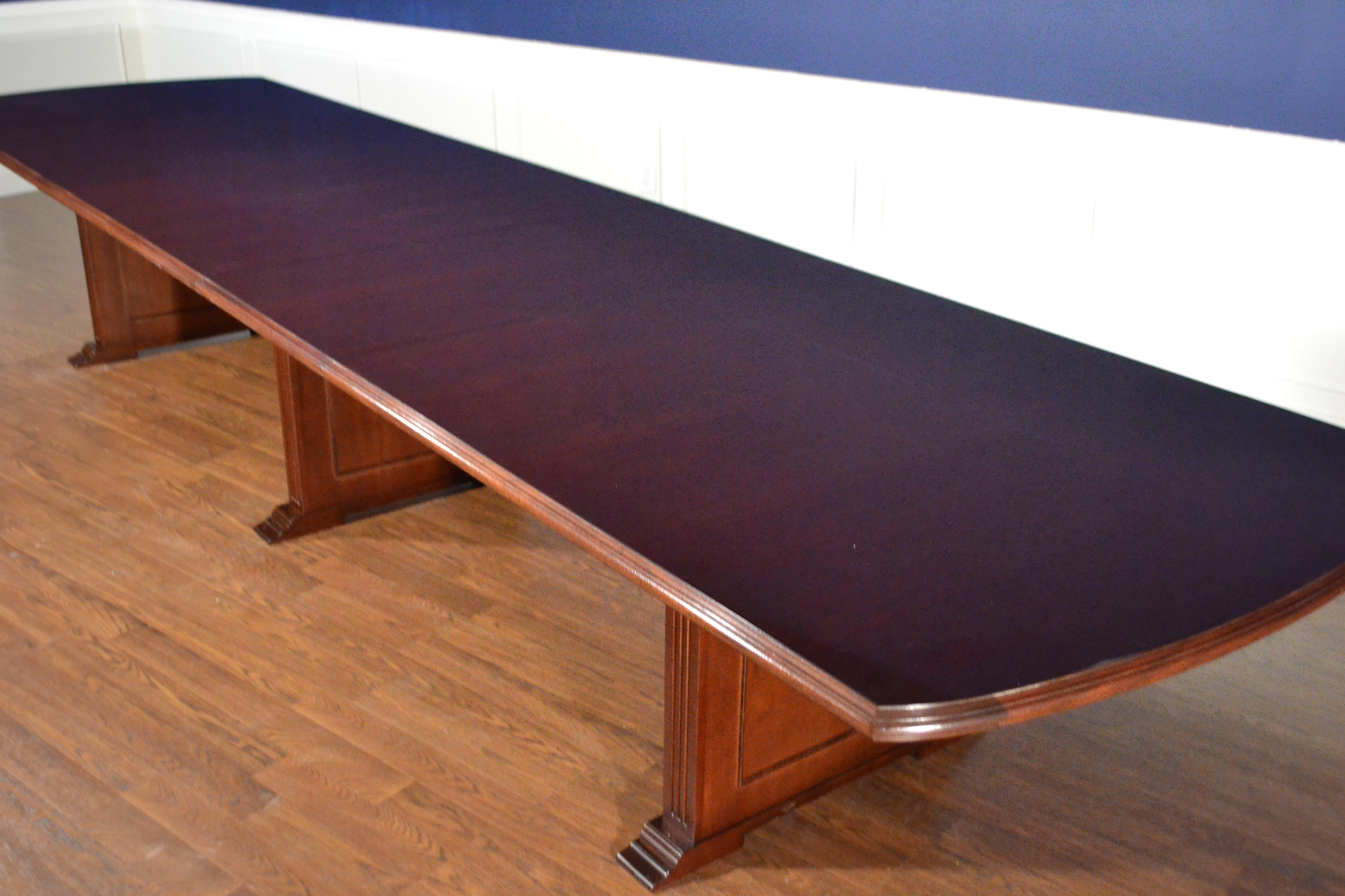American Large Mahogany Rectangular Pedestal Conference Table by Leighton Hall For Sale