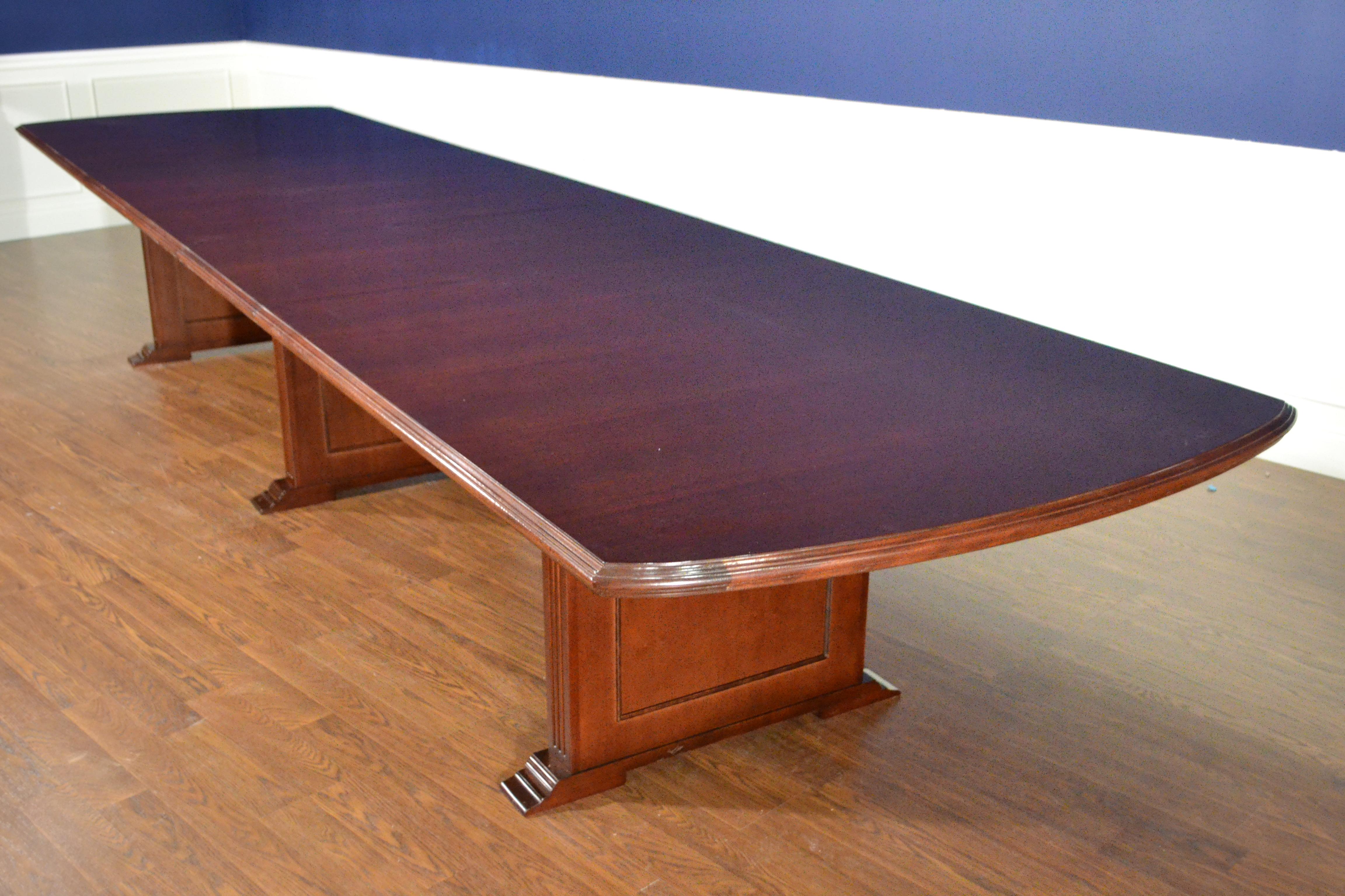 Large Mahogany Rectangular Pedestal Conference Table by Leighton Hall For Sale 1