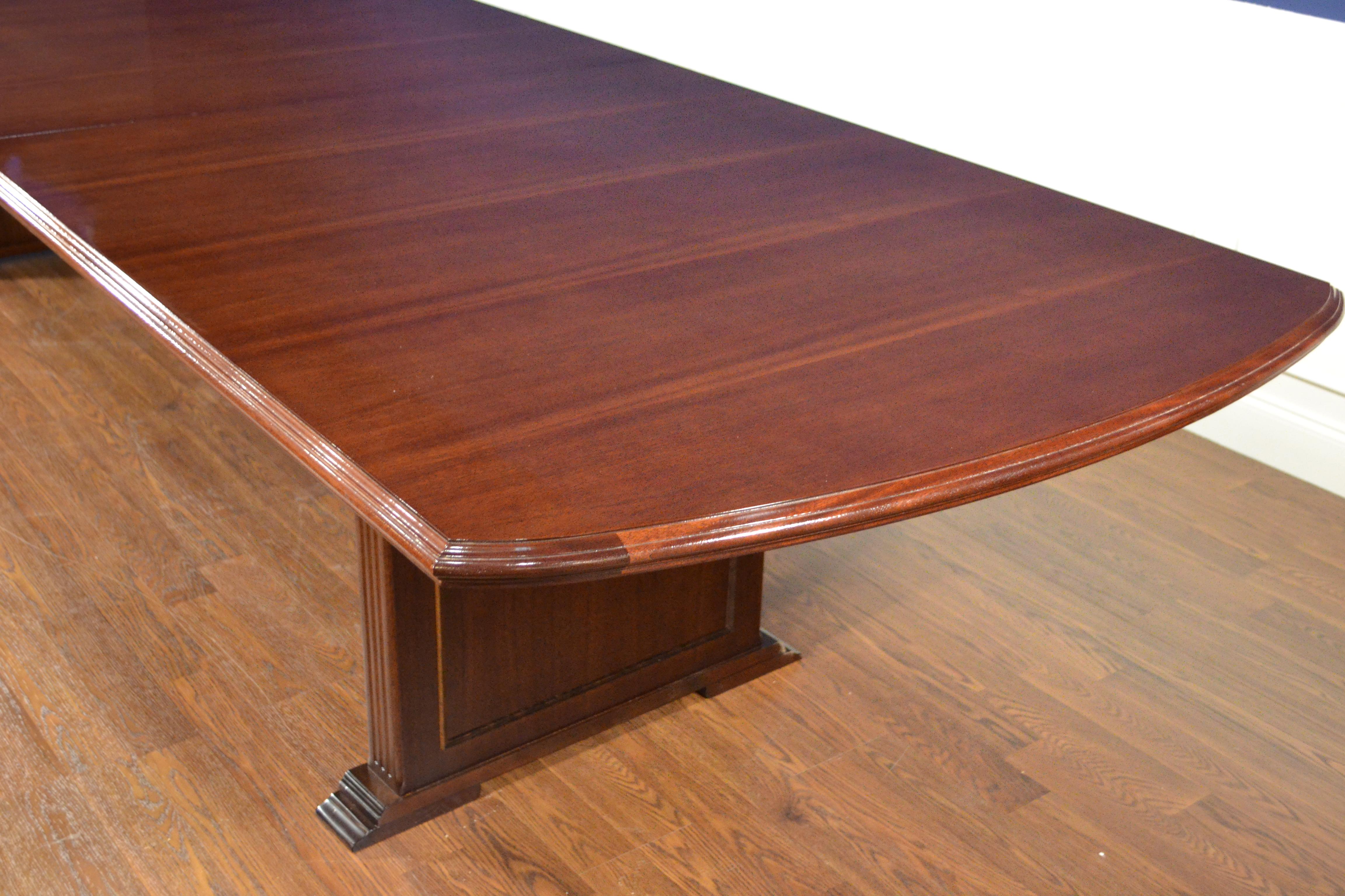Large Mahogany Rectangular Pedestal Conference Table by Leighton Hall For Sale 2