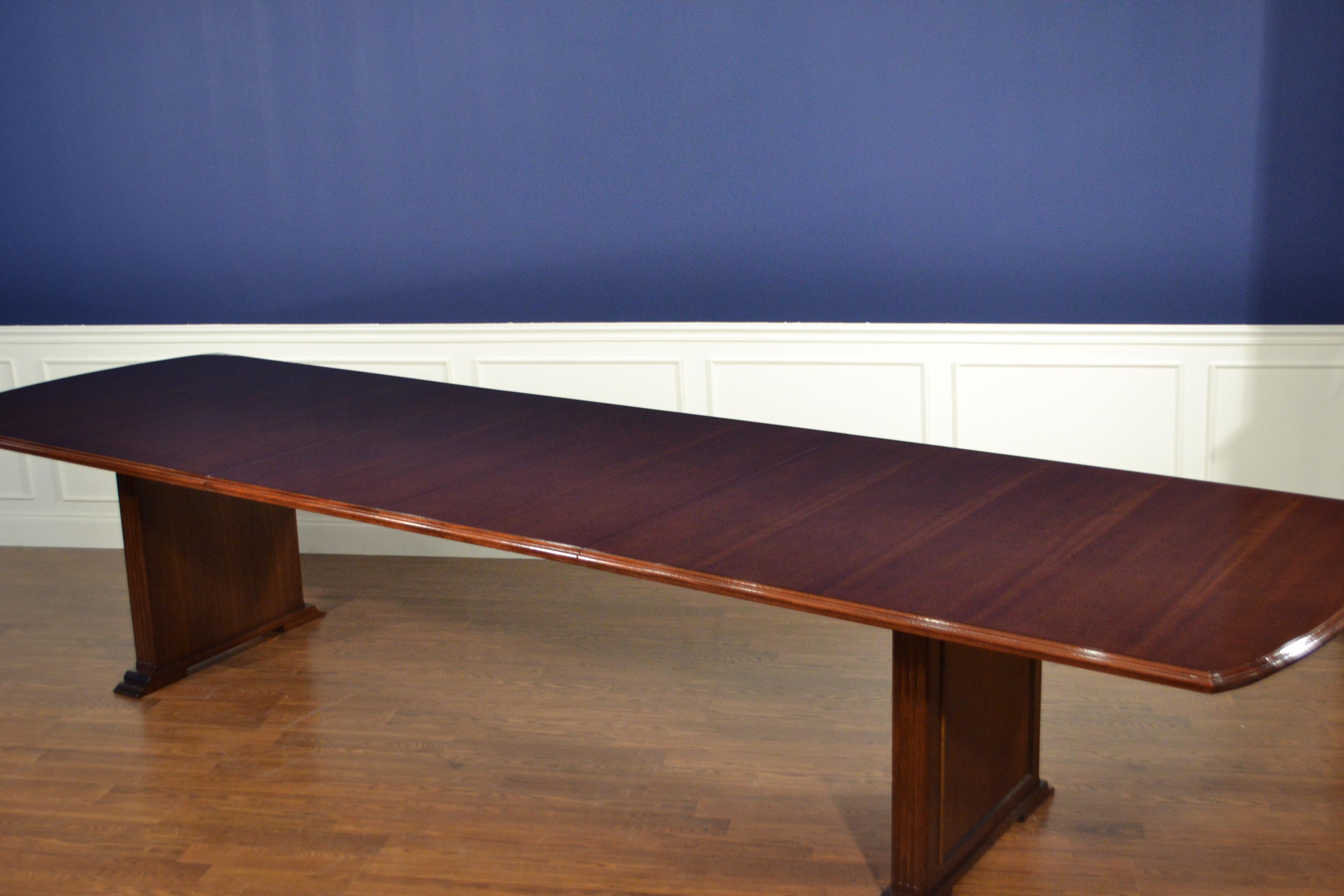 Large Mahogany Rectangular Pedestal Conference Table by Leighton Hall For Sale 3