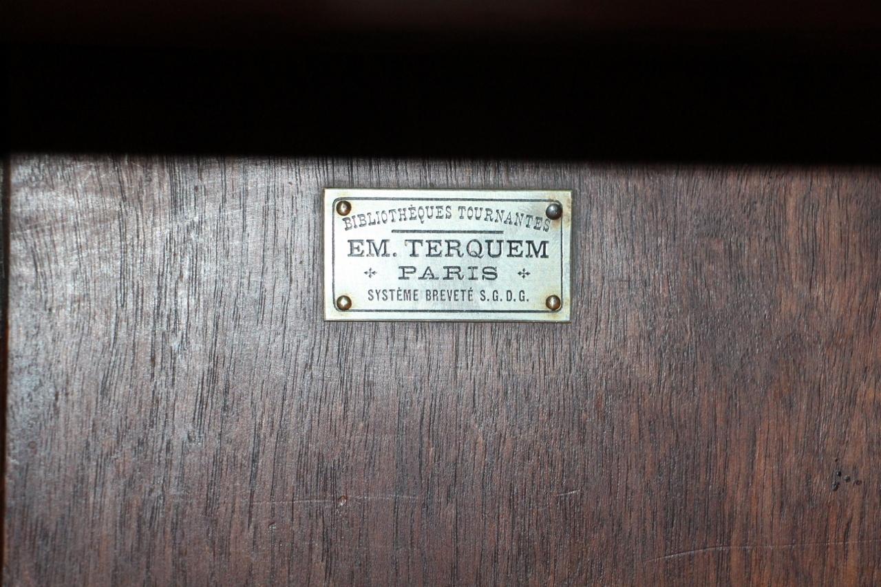 Wood Large Mahogany Revolving Bookcase Signed De Terquem A Paris For Sale