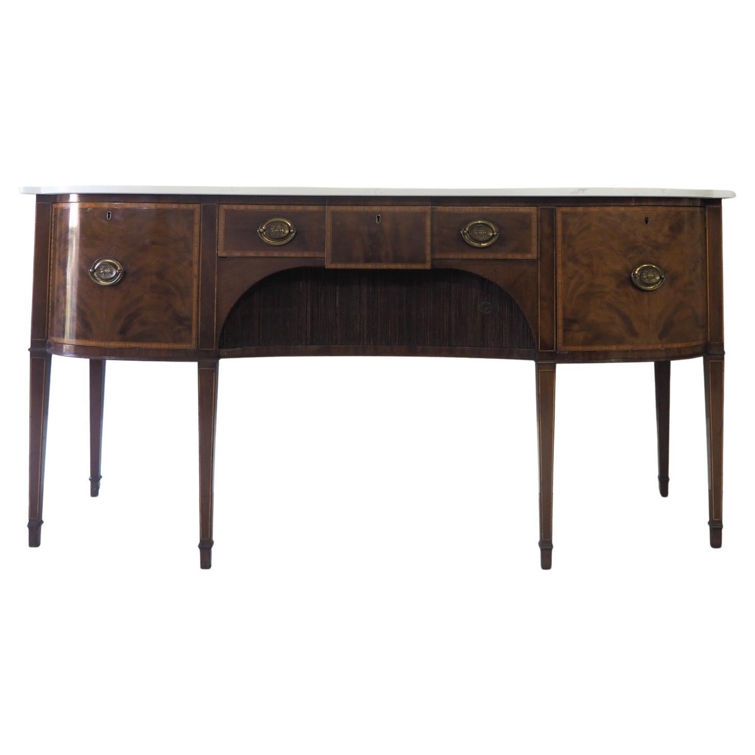 Large Mahogany Sideboard with Marble Top For Sale