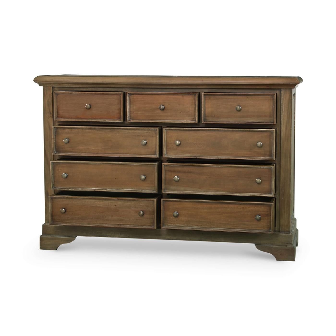 Rustic Large Mahogany Solid Wood Dresser For Sale