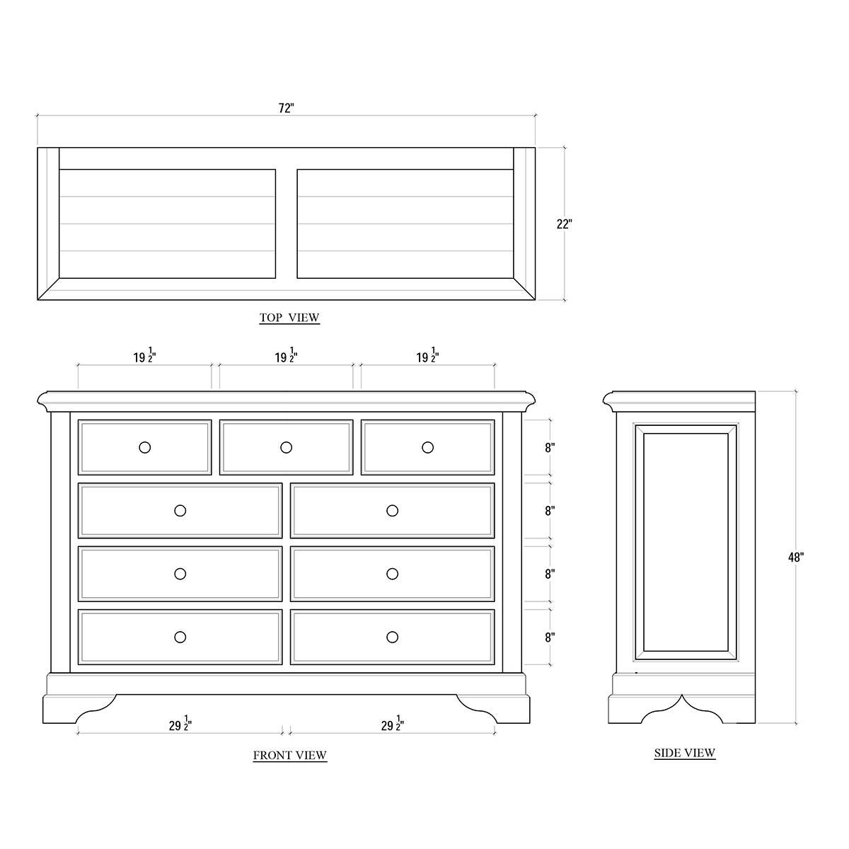 Large Mahogany Solid Wood Dresser In New Condition For Sale In Westwood, NJ