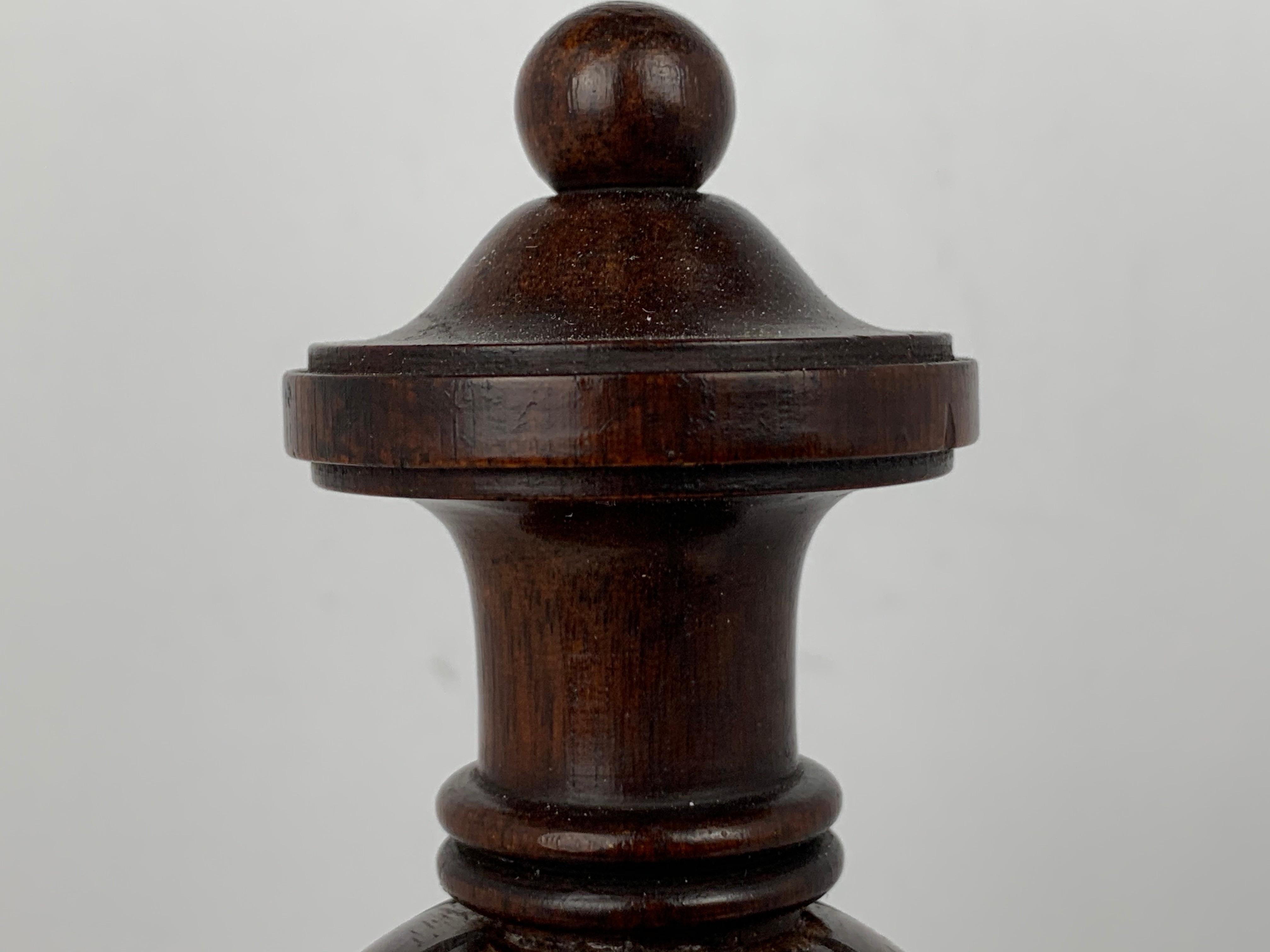 Hand-Crafted Period Solid Mahogany Hand Turned Finial on a Custom Lucite Stand-19th c.