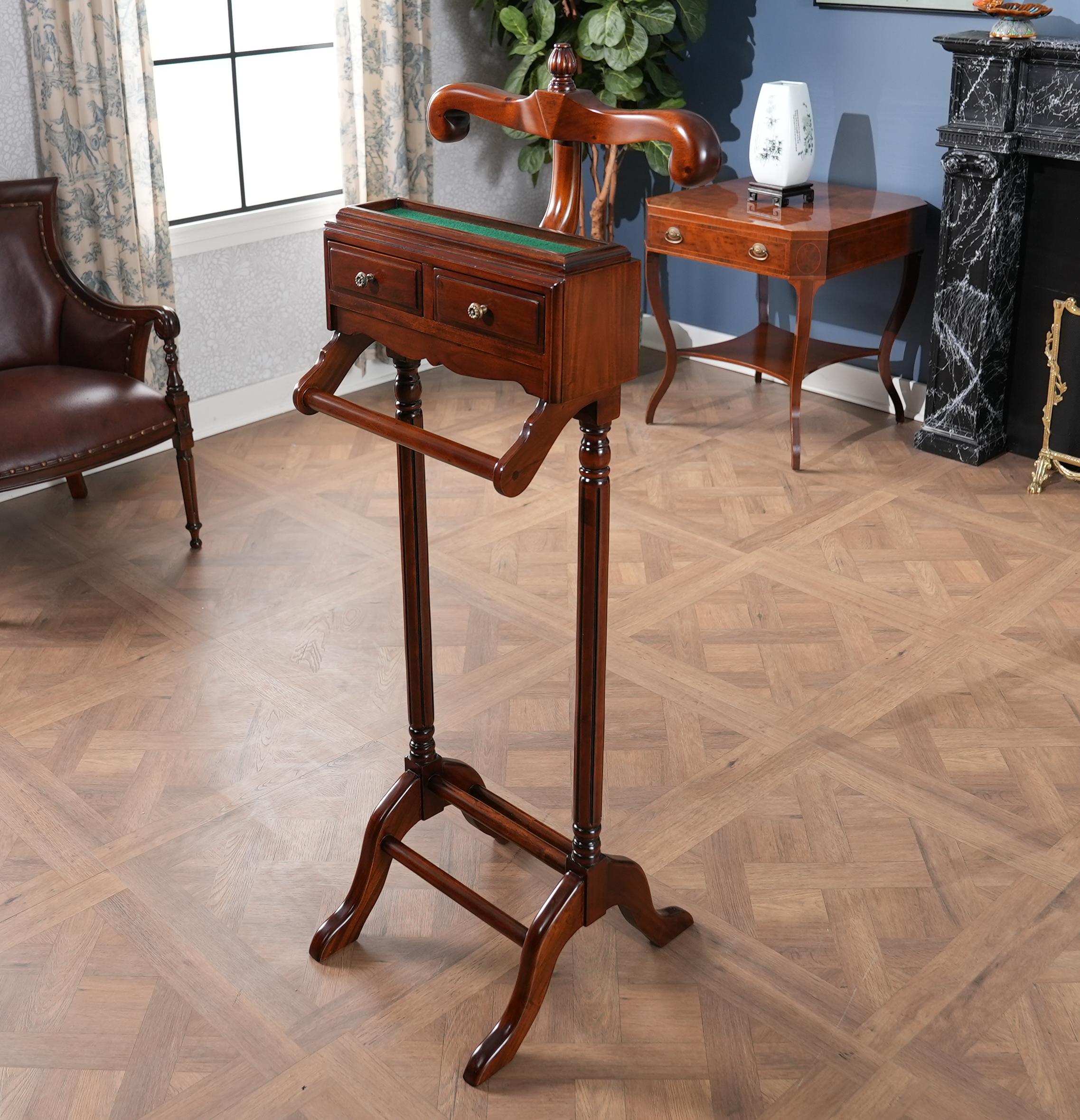 Hand-Carved Large Mahogany Valet For Sale