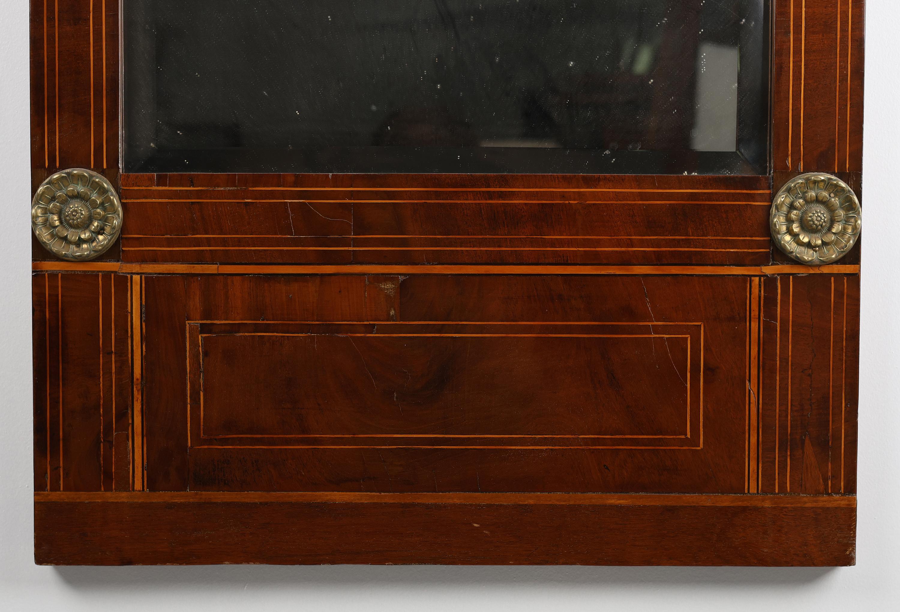 Poli Grand miroir mural en acajou avec incrustations et bronze doré - 19e siècle en vente