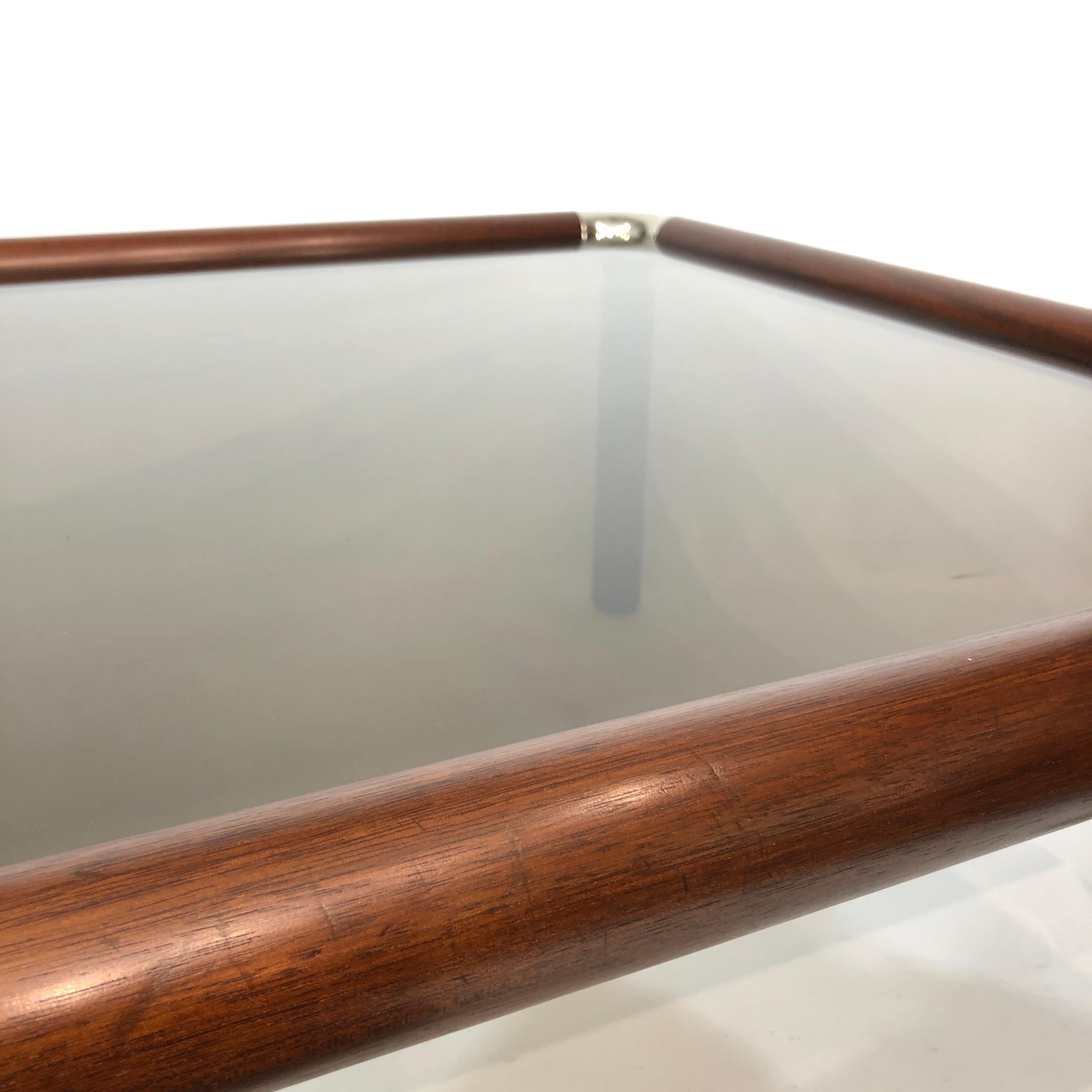 Grande table basse chromée en bois d'acajou fumé Mid-Century Hollywood 1970 en vente 8