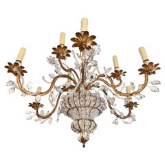 Large Maison Baguès Chandelier with Crystal Detail
