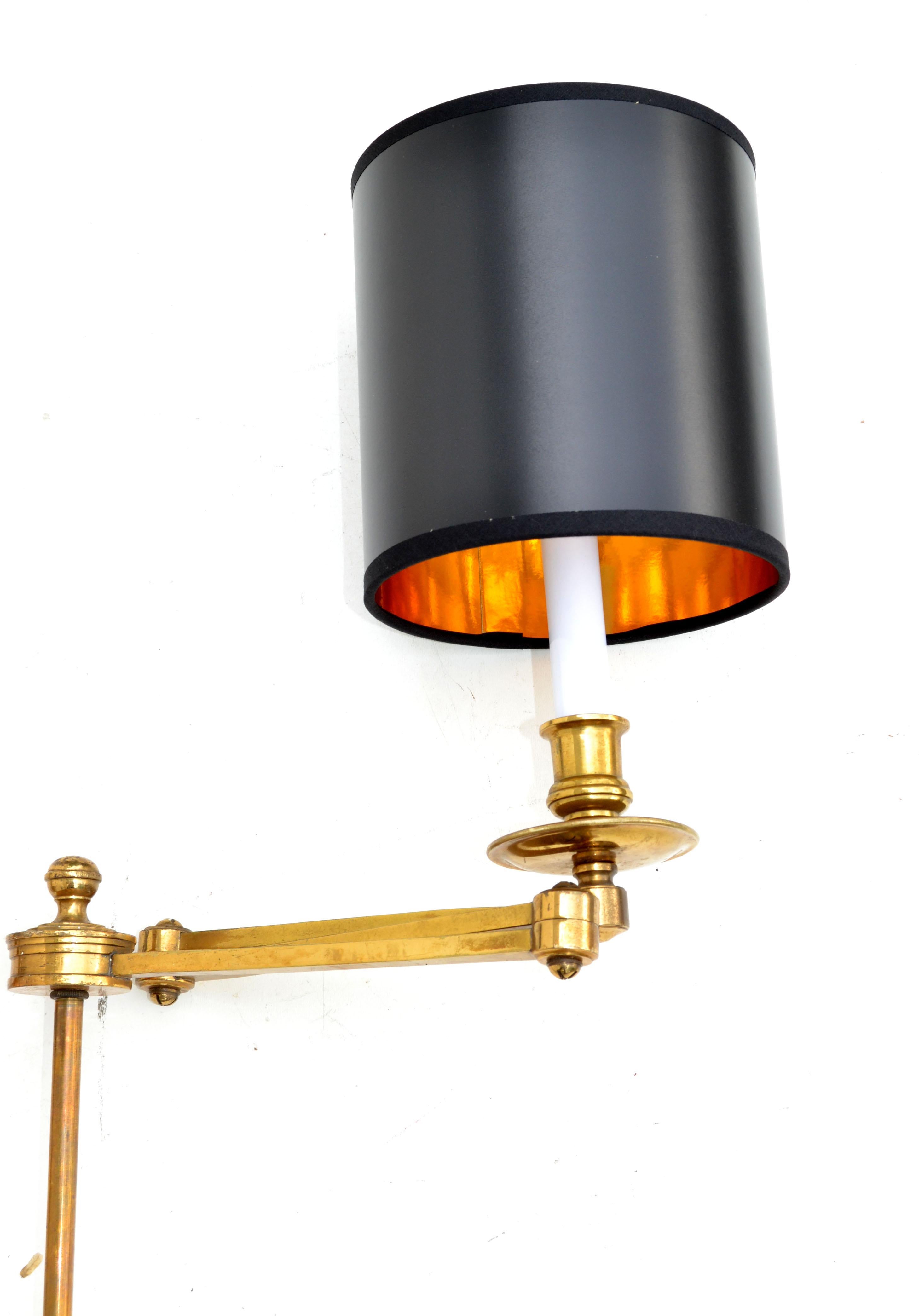 Large Maison Bagues France Brass Retractable Sconce, Wall Lamps, Light, Pair For Sale 3