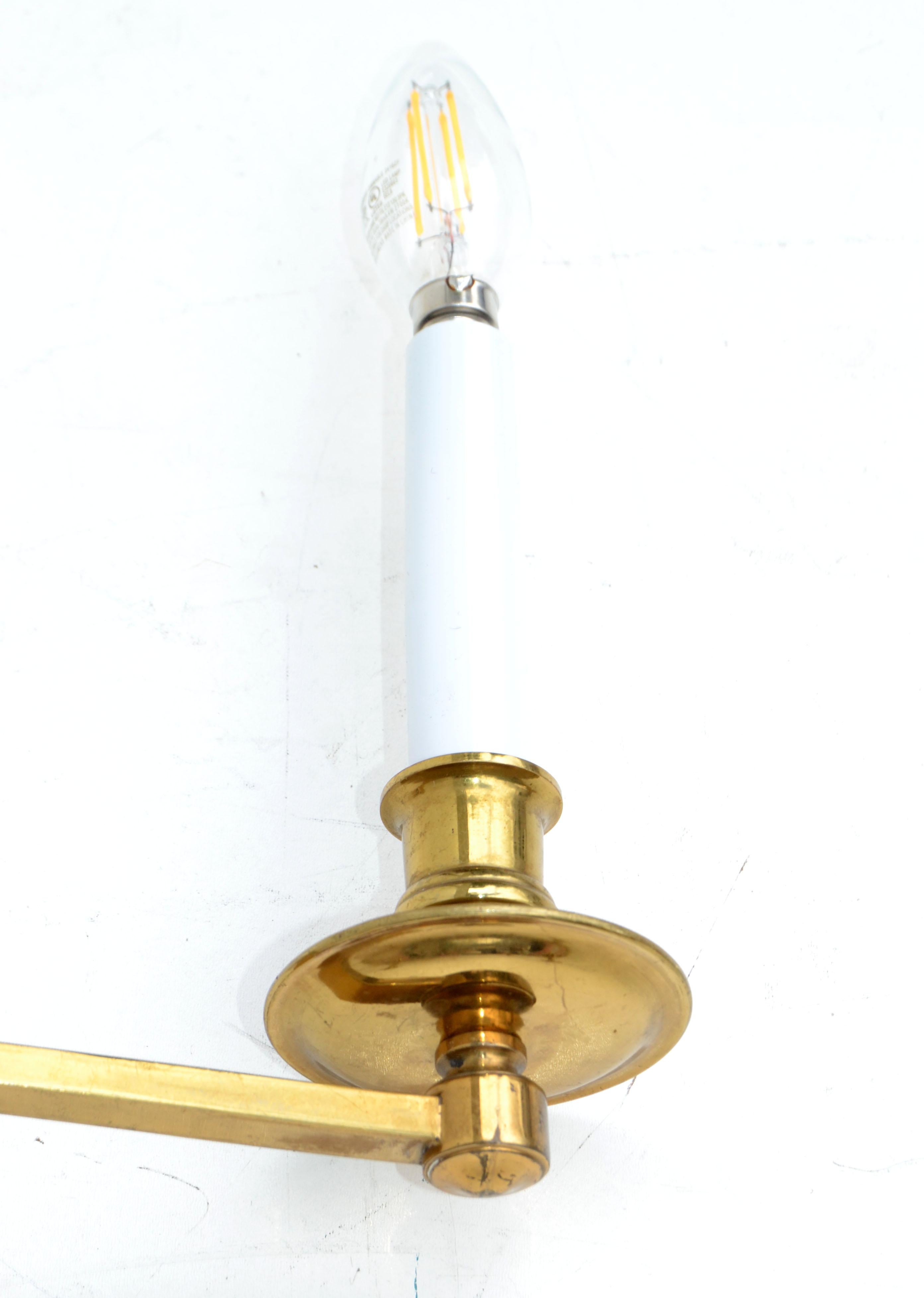 Mid-20th Century Large Maison Bagues France Brass Retractable Sconce, Wall Lamps, Light, Pair For Sale