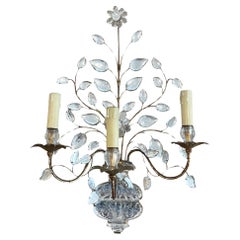 Retro Large Maison Baguès Wall Sconces With Urns and Flowers