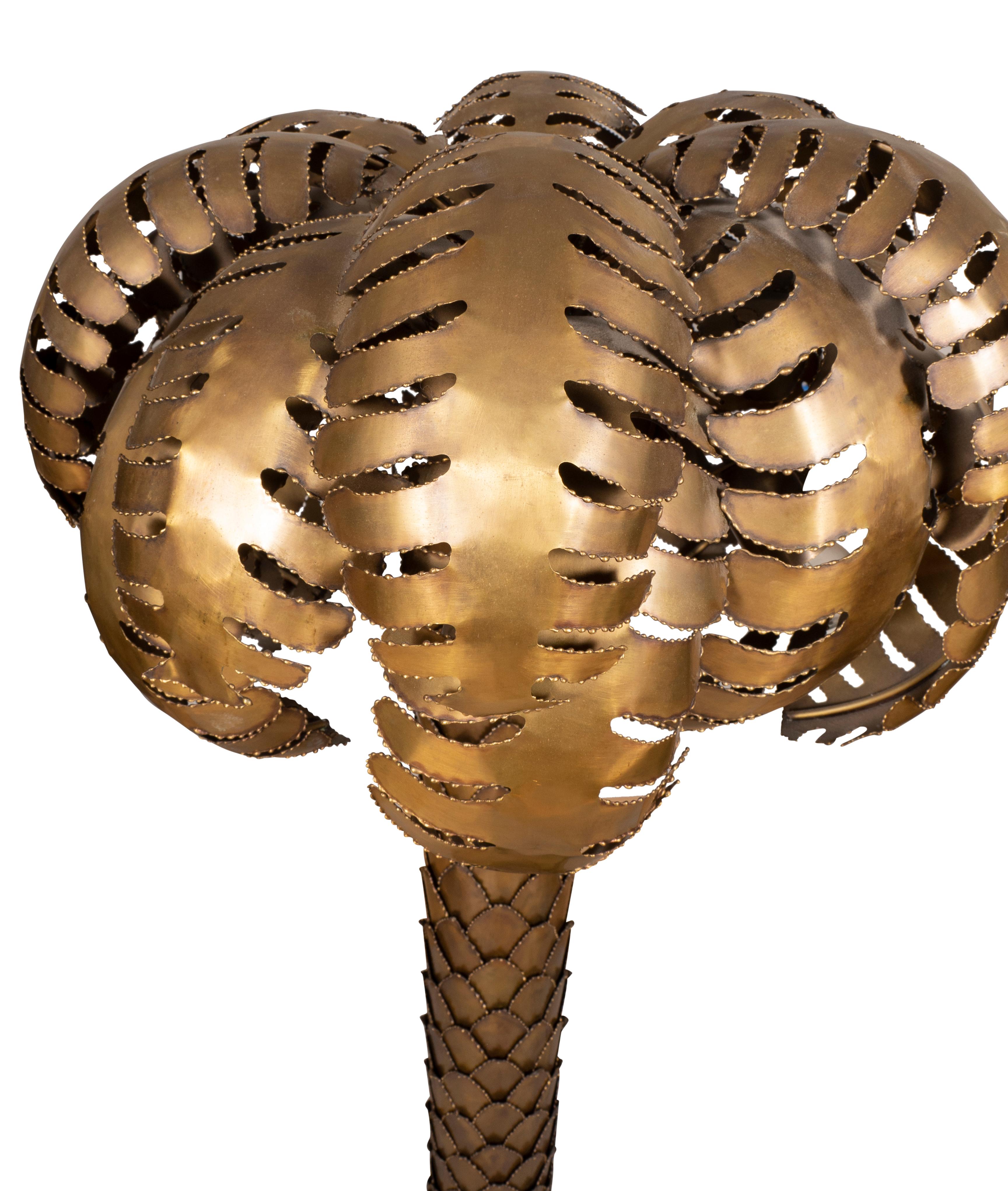 Large Maison Jansen Brass Palm Tree Lamp For Sale 3