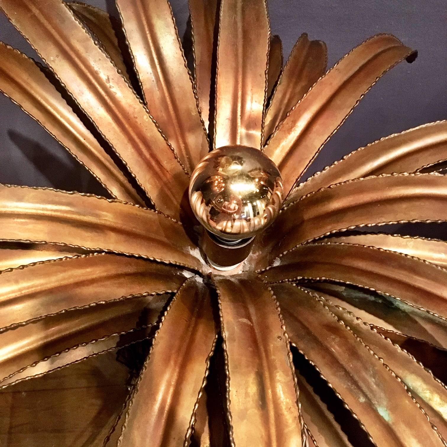 Large Maison Jansen Brass Pineapple Design Table Lamp In Good Condition In Baambrugge, NL