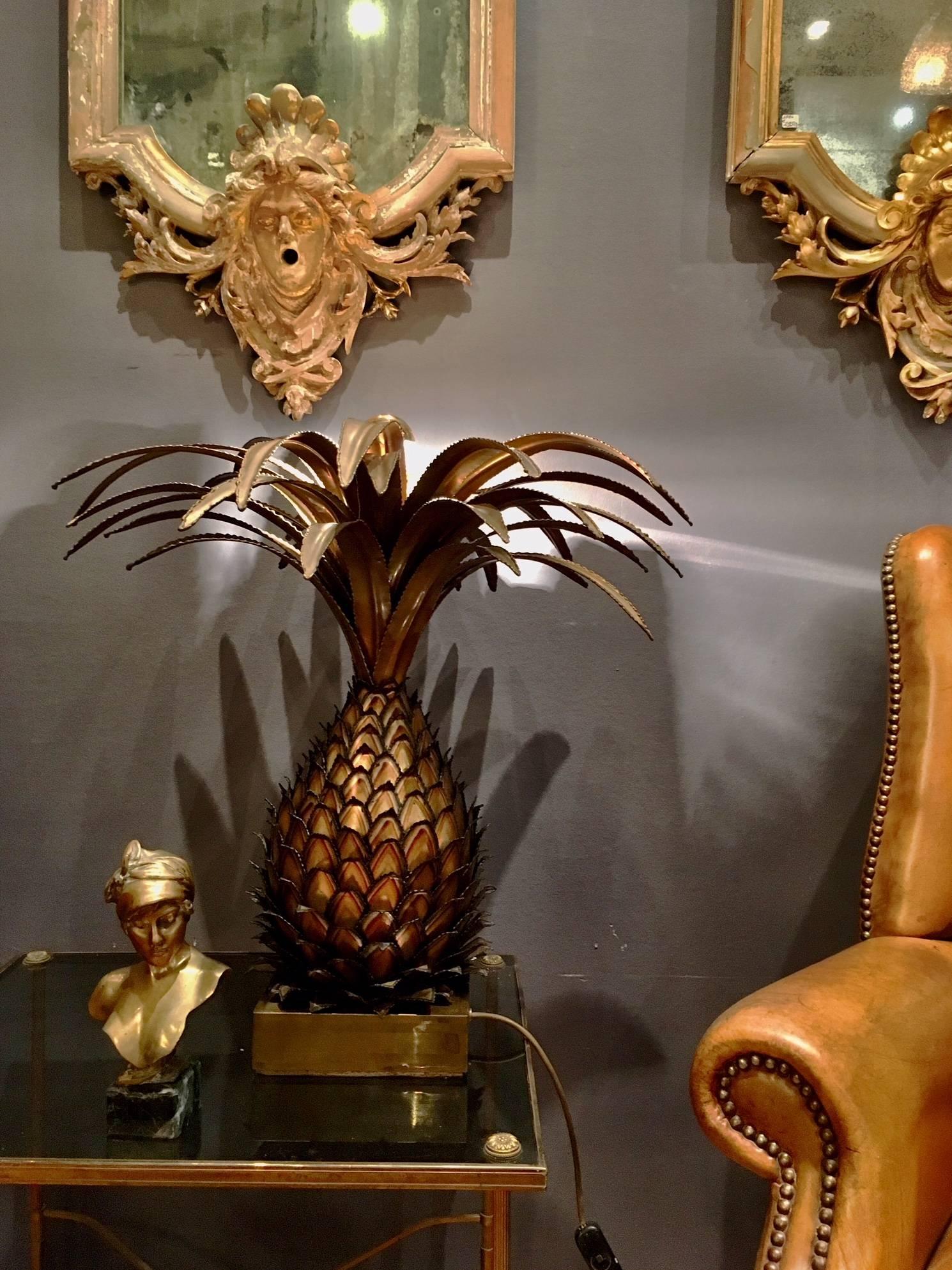 Large Maison Jansen Brass Pineapple Design Table Lamp 1