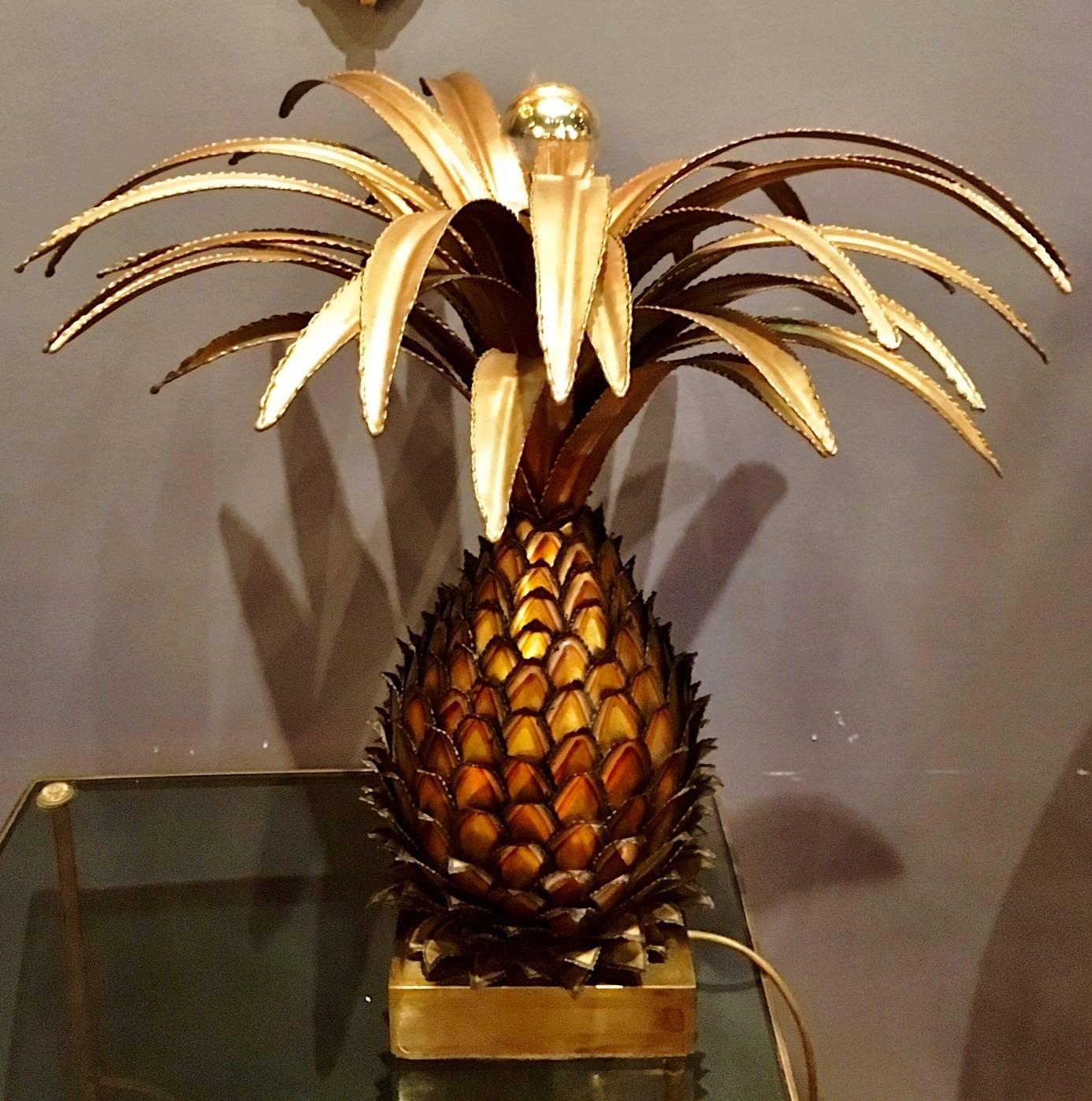 Large Maison Jansen Brass Pineapple Design Table Lamp 3